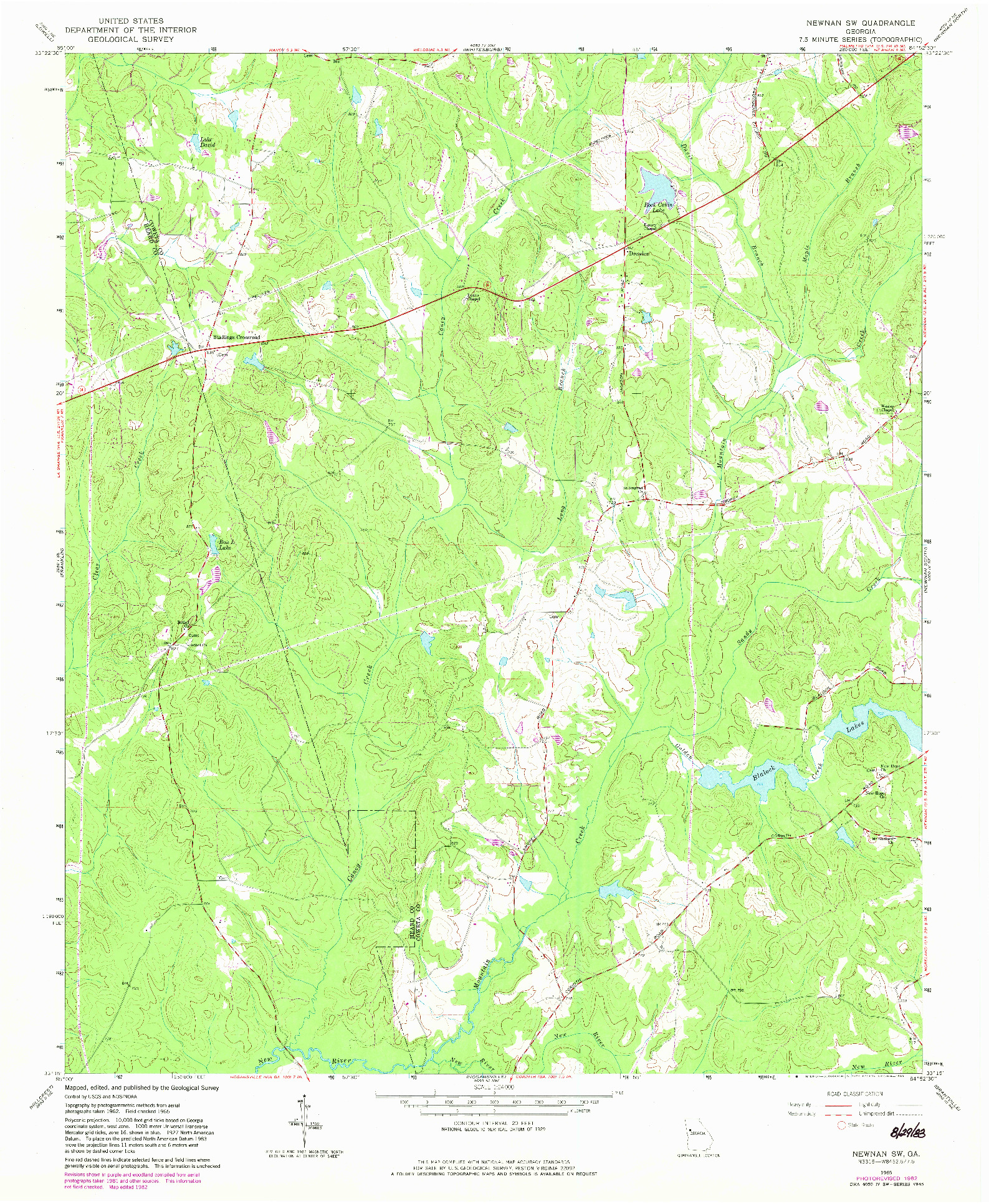USGS 1:24000-SCALE QUADRANGLE FOR NEWNAN SW, GA 1965