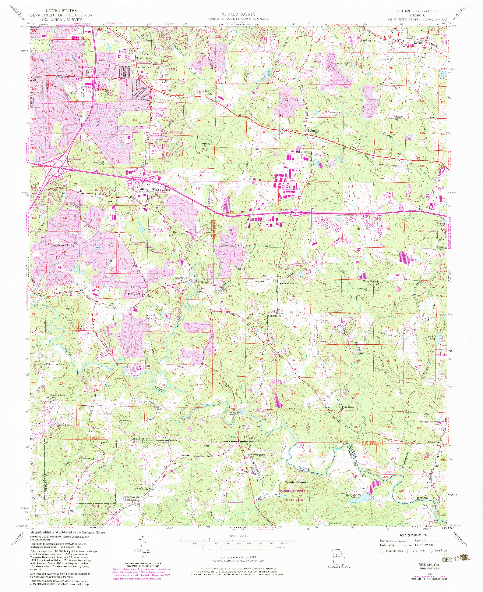 USGS 1:24000-SCALE QUADRANGLE FOR REDAN, GA 1956