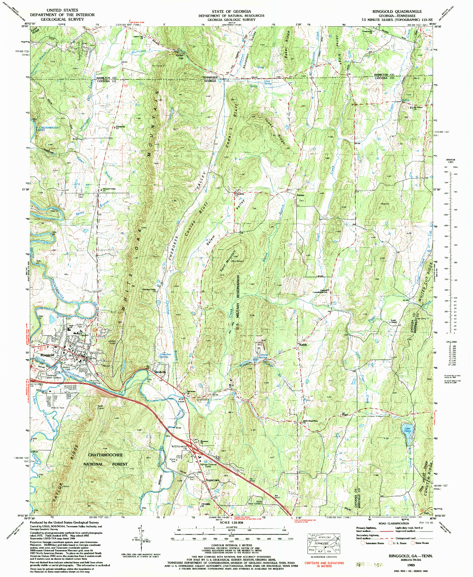 USGS 1:24000-SCALE QUADRANGLE FOR RINGGOLD, GA 1983