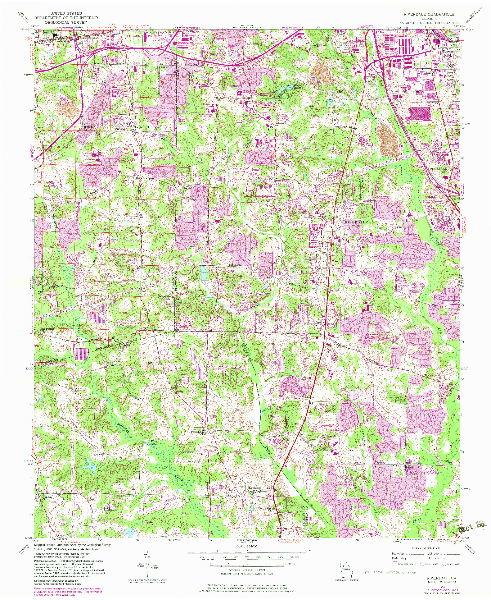 USGS 1:24000-SCALE QUADRANGLE FOR RIVERDALE, GA 1954