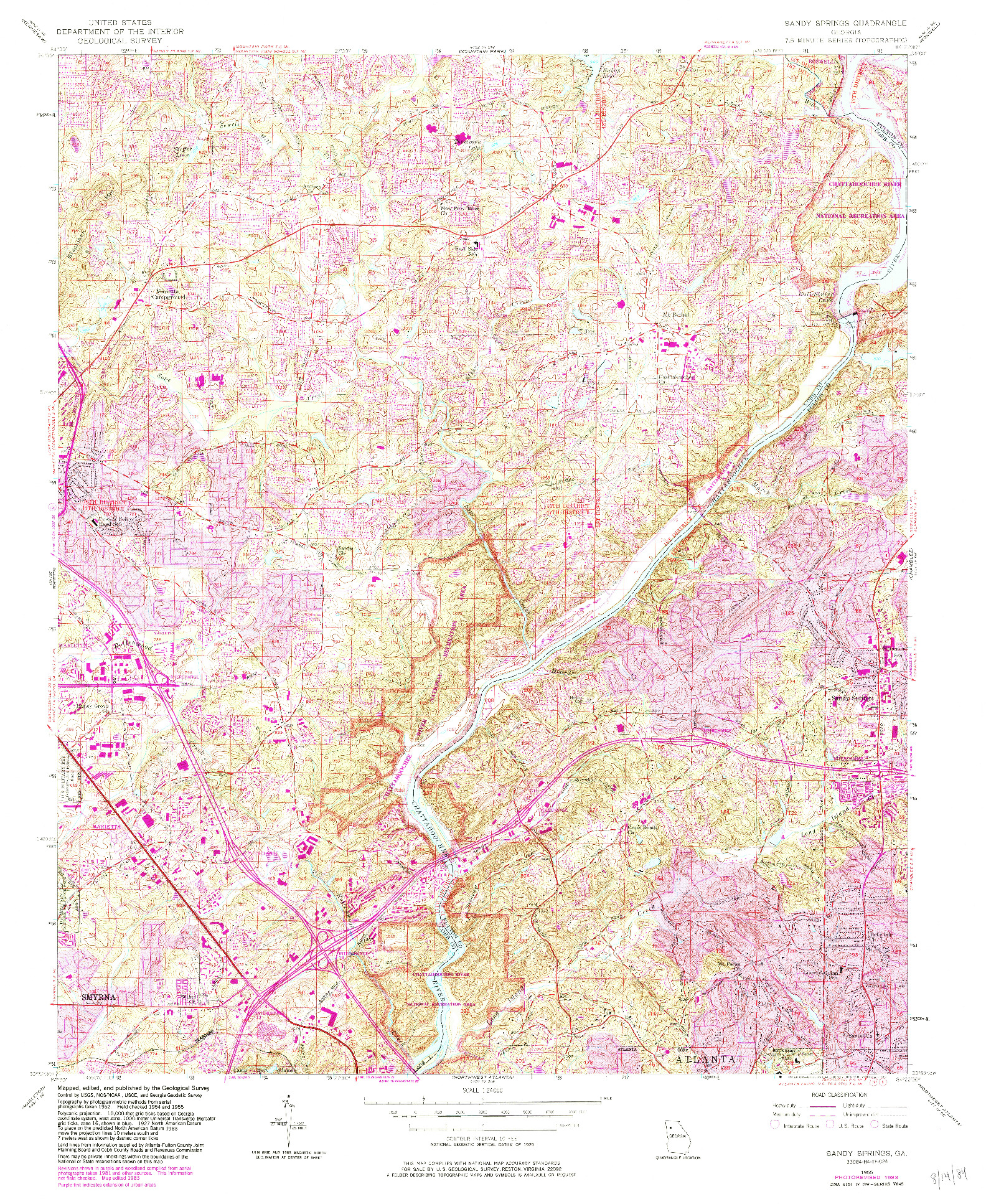 USGS 1:24000-SCALE QUADRANGLE FOR SANDY SPRINGS, GA 1955