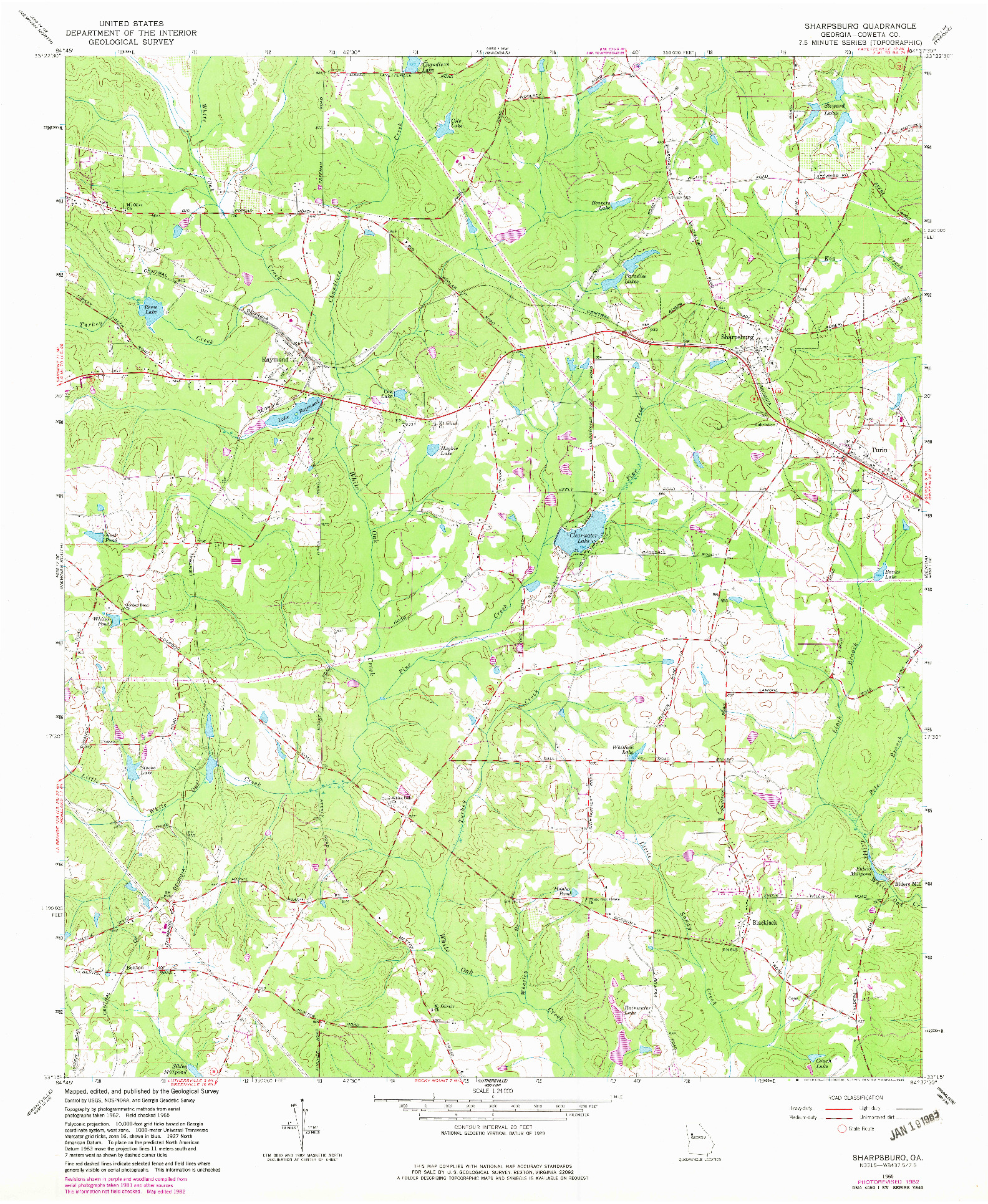 USGS 1:24000-SCALE QUADRANGLE FOR SHARPSBURG, GA 1965