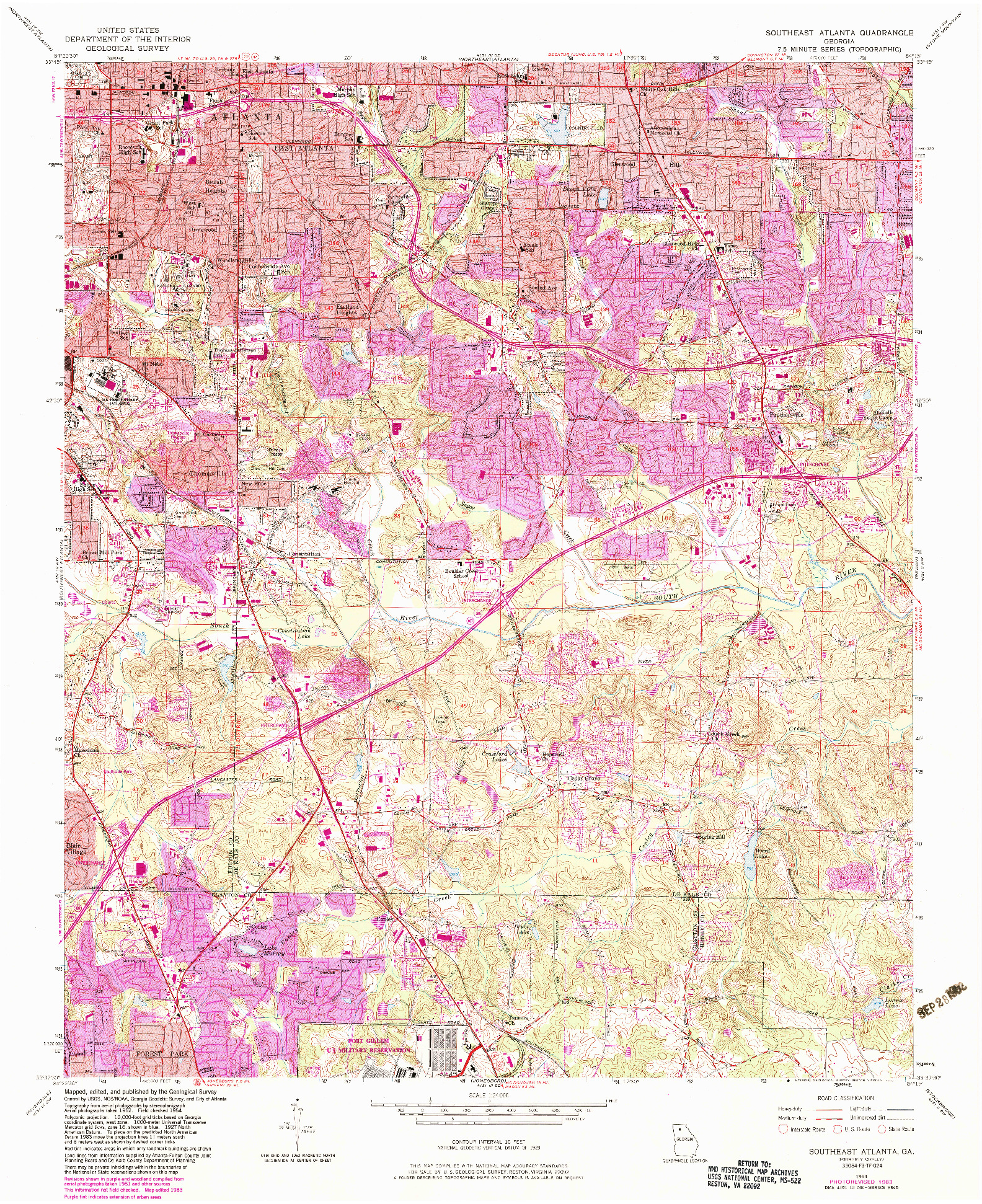 USGS 1:24000-SCALE QUADRANGLE FOR SOUTHEAST ATLANTA, GA 1954