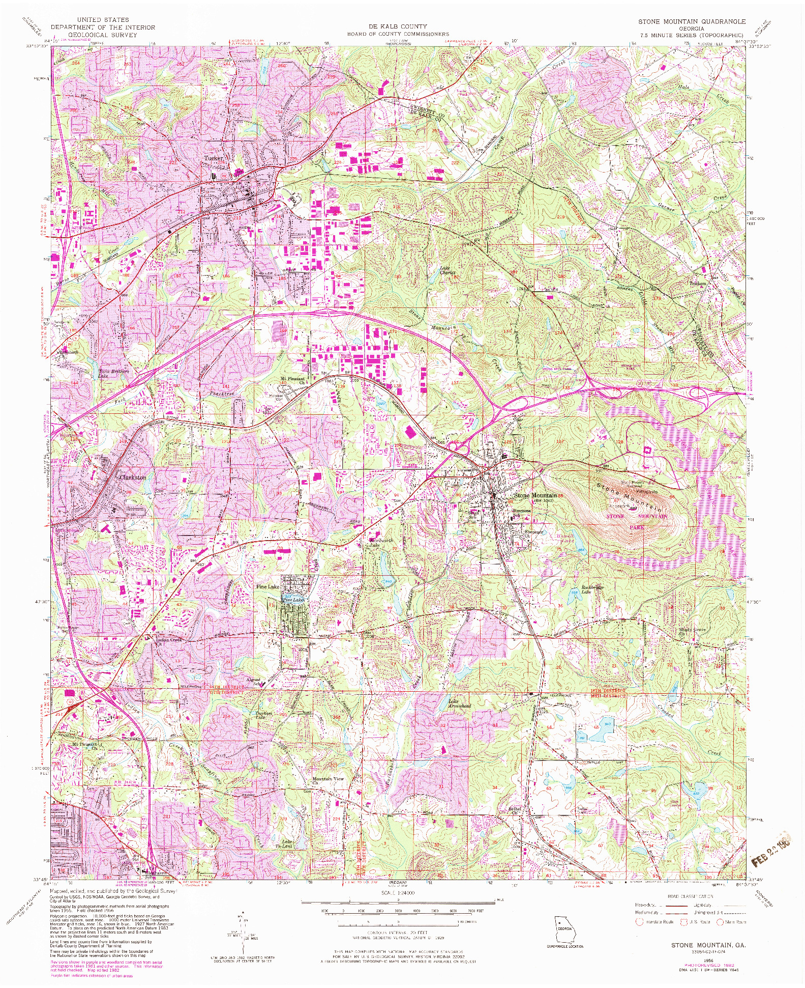 USGS 1:24000-SCALE QUADRANGLE FOR STONE MOUNTAIN, GA 1956