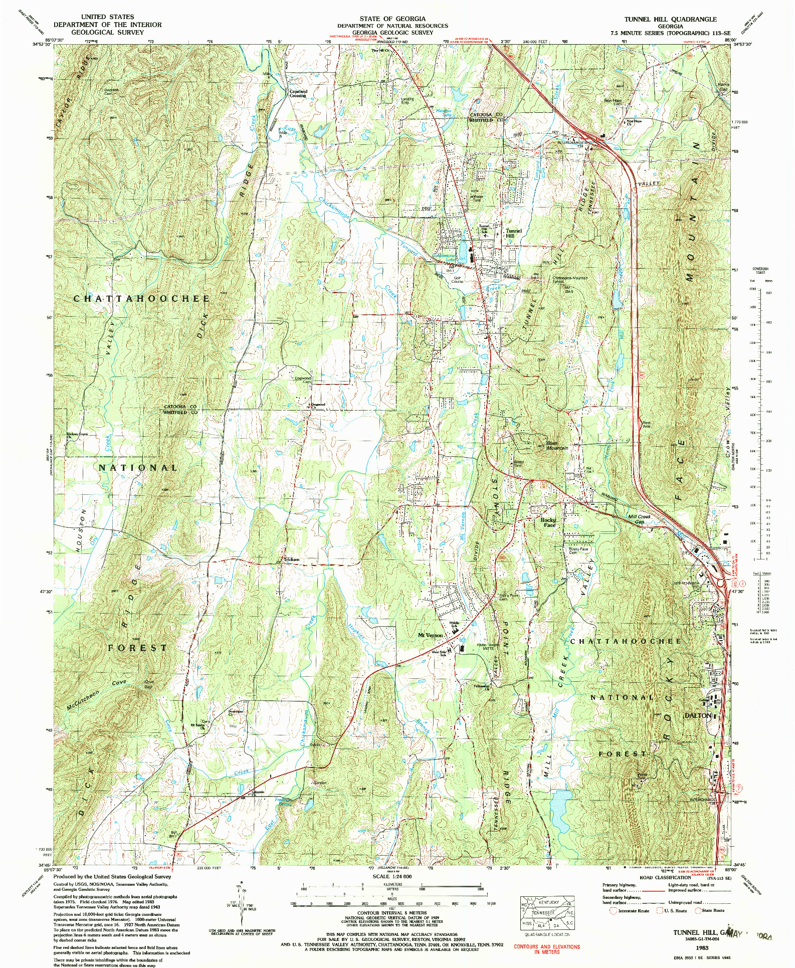 USGS 1:24000-SCALE QUADRANGLE FOR TUNNEL HILL, GA 1983