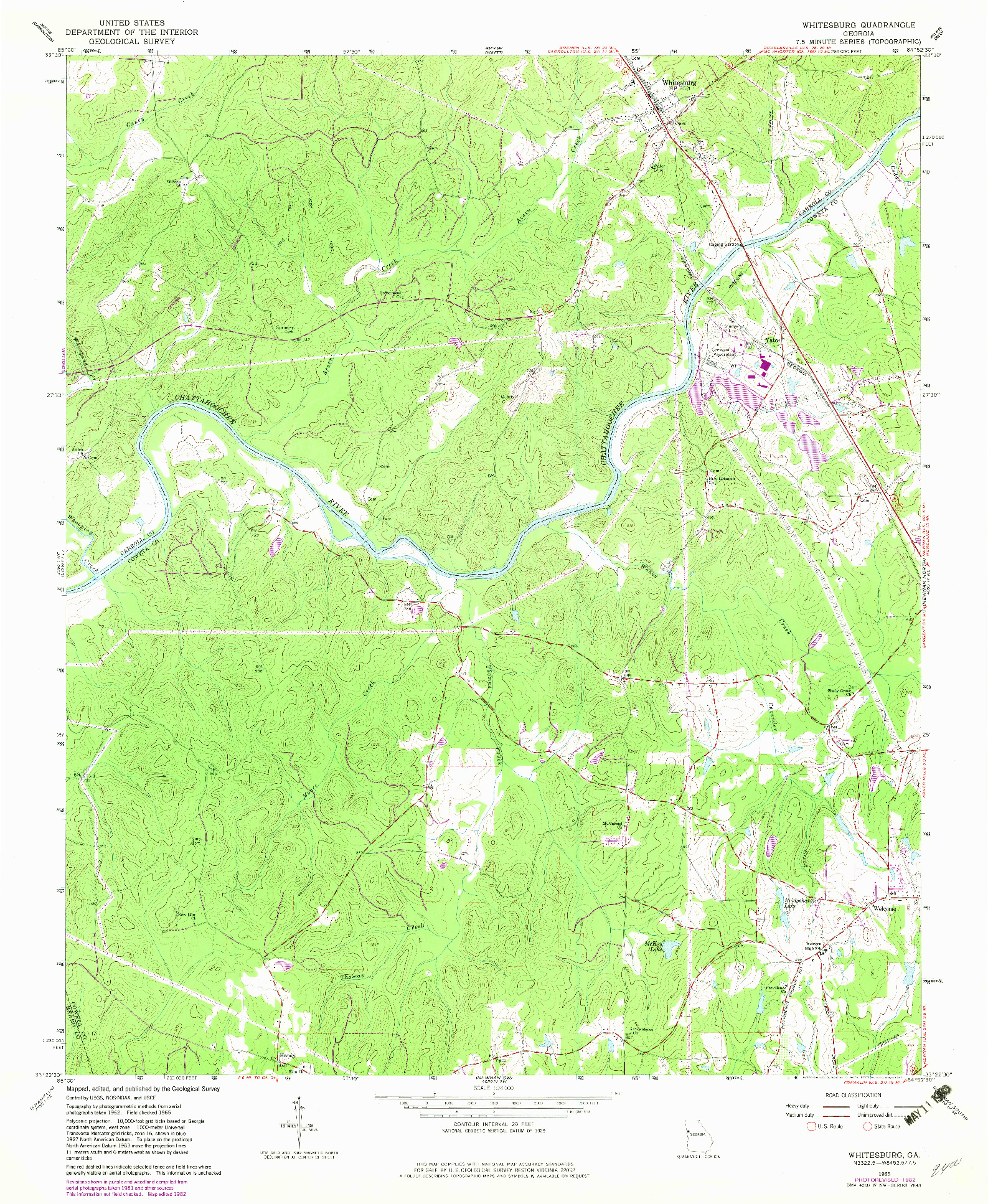 USGS 1:24000-SCALE QUADRANGLE FOR WHITESBURG, GA 1965