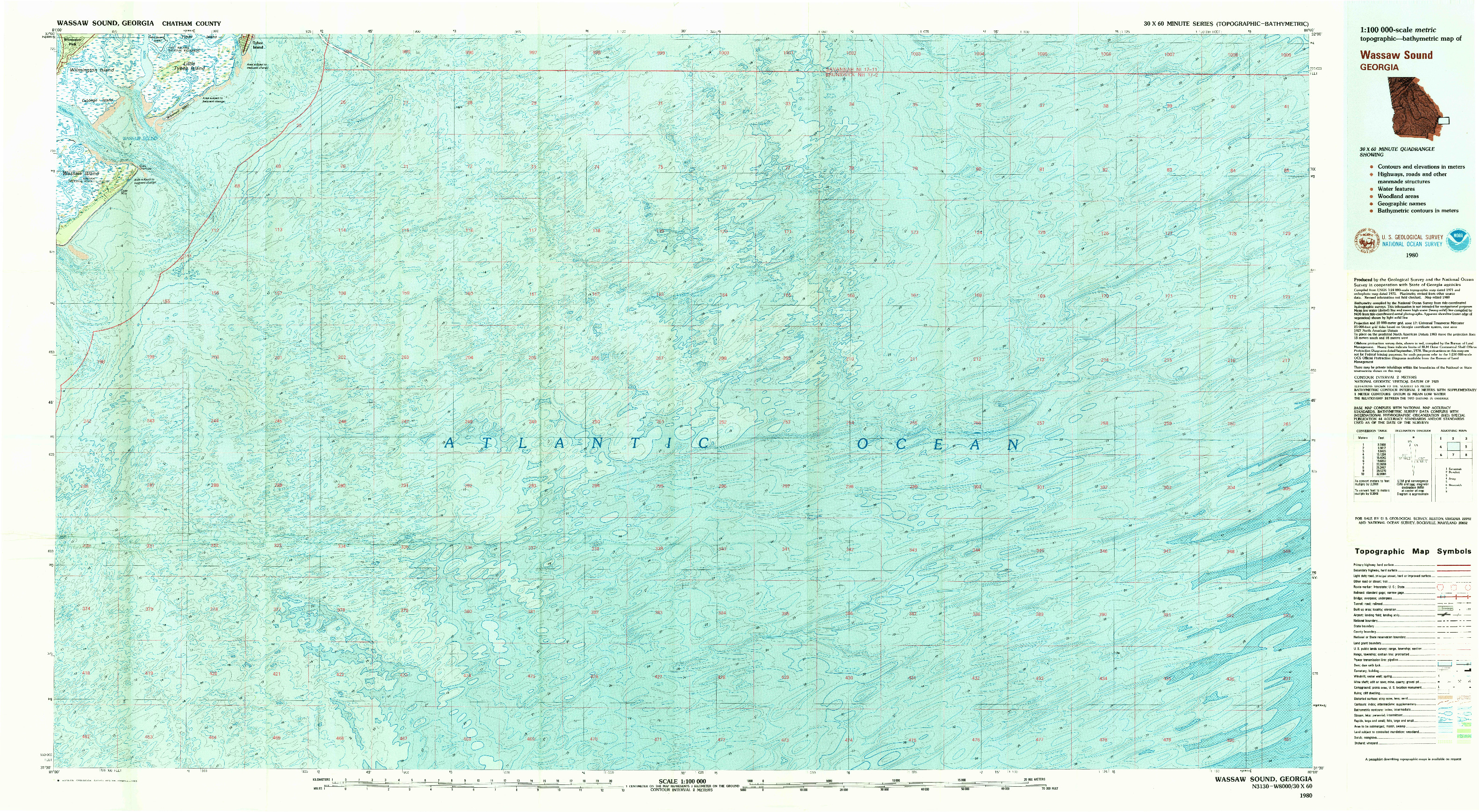 USGS 1:100000-SCALE QUADRANGLE FOR WASSAW SOUND, GA 1980