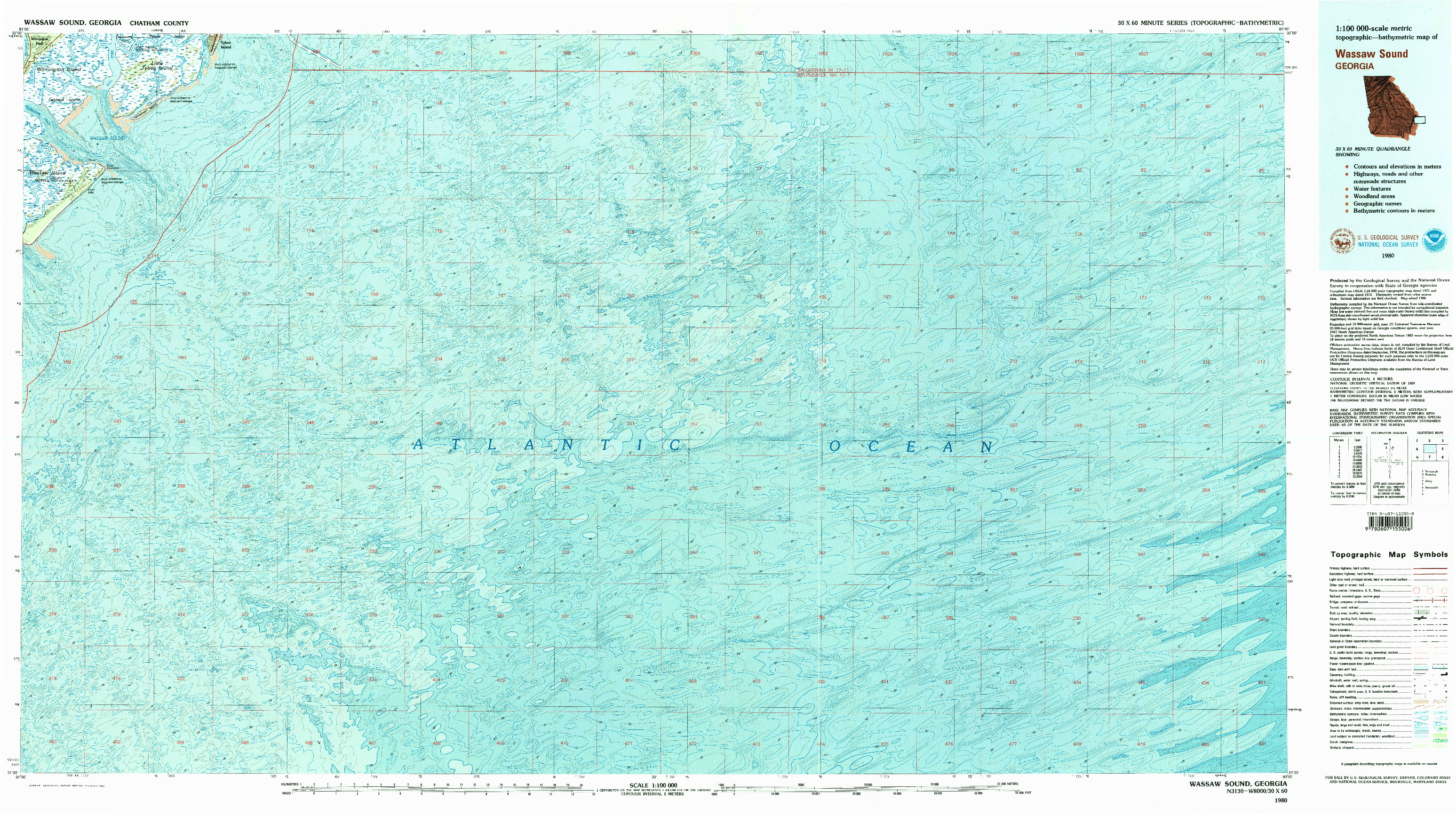 USGS 1:100000-SCALE QUADRANGLE FOR WASSAW SOUND, GA 1980