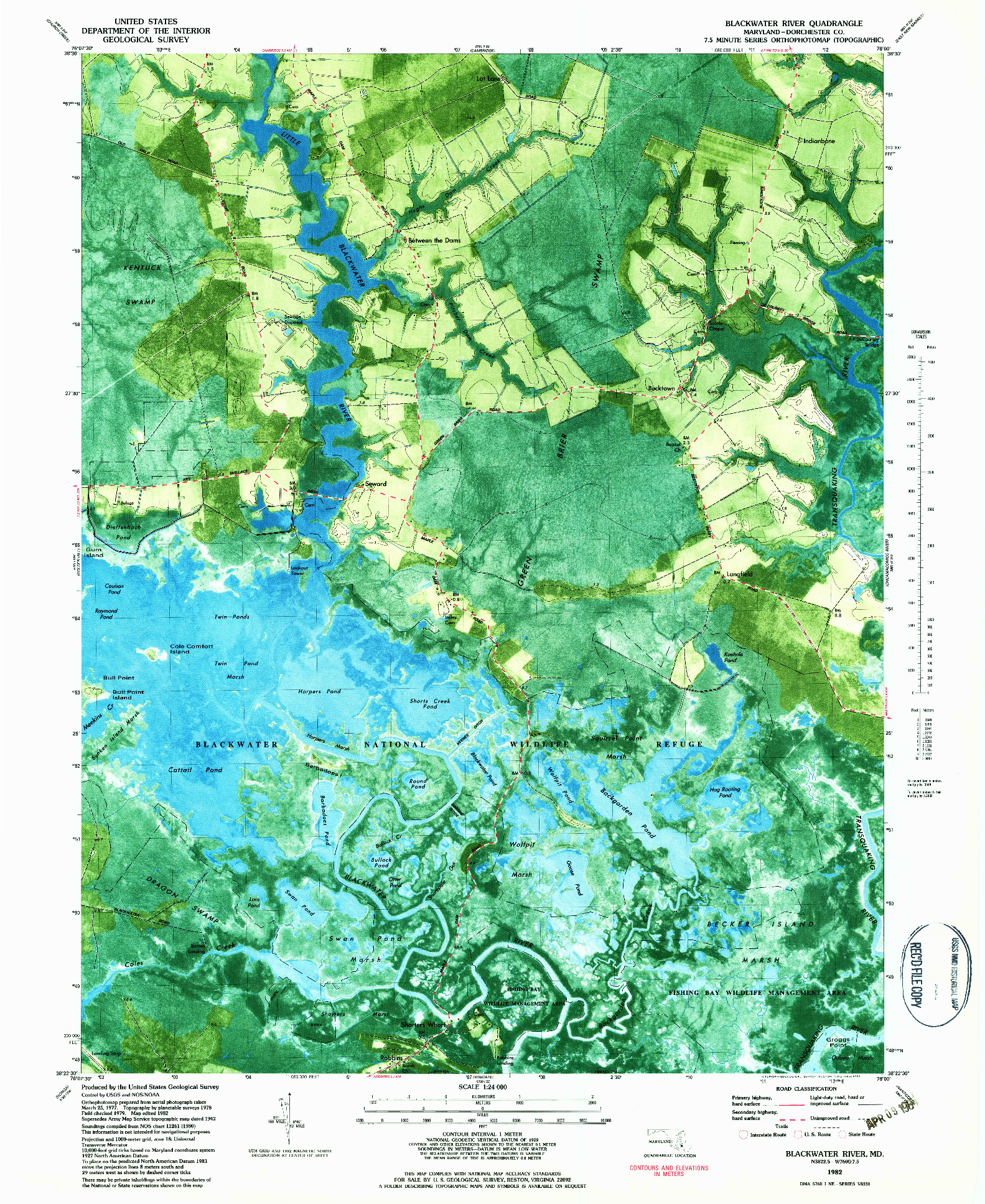 USGS 1:24000-SCALE QUADRANGLE FOR BLACKWATER RIVER, MD 1982