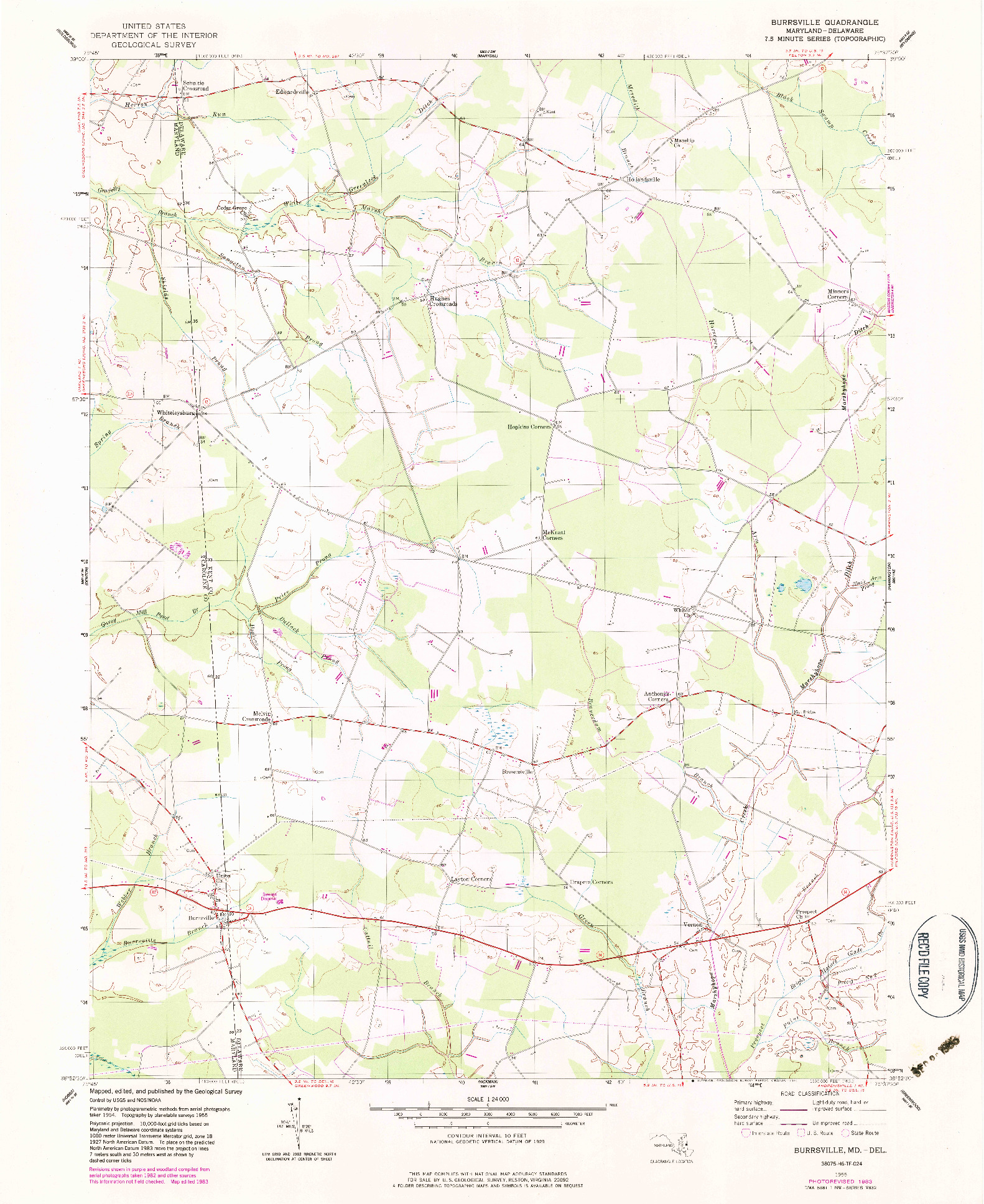 USGS 1:24000-SCALE QUADRANGLE FOR BURRSVILLE, MD 1955