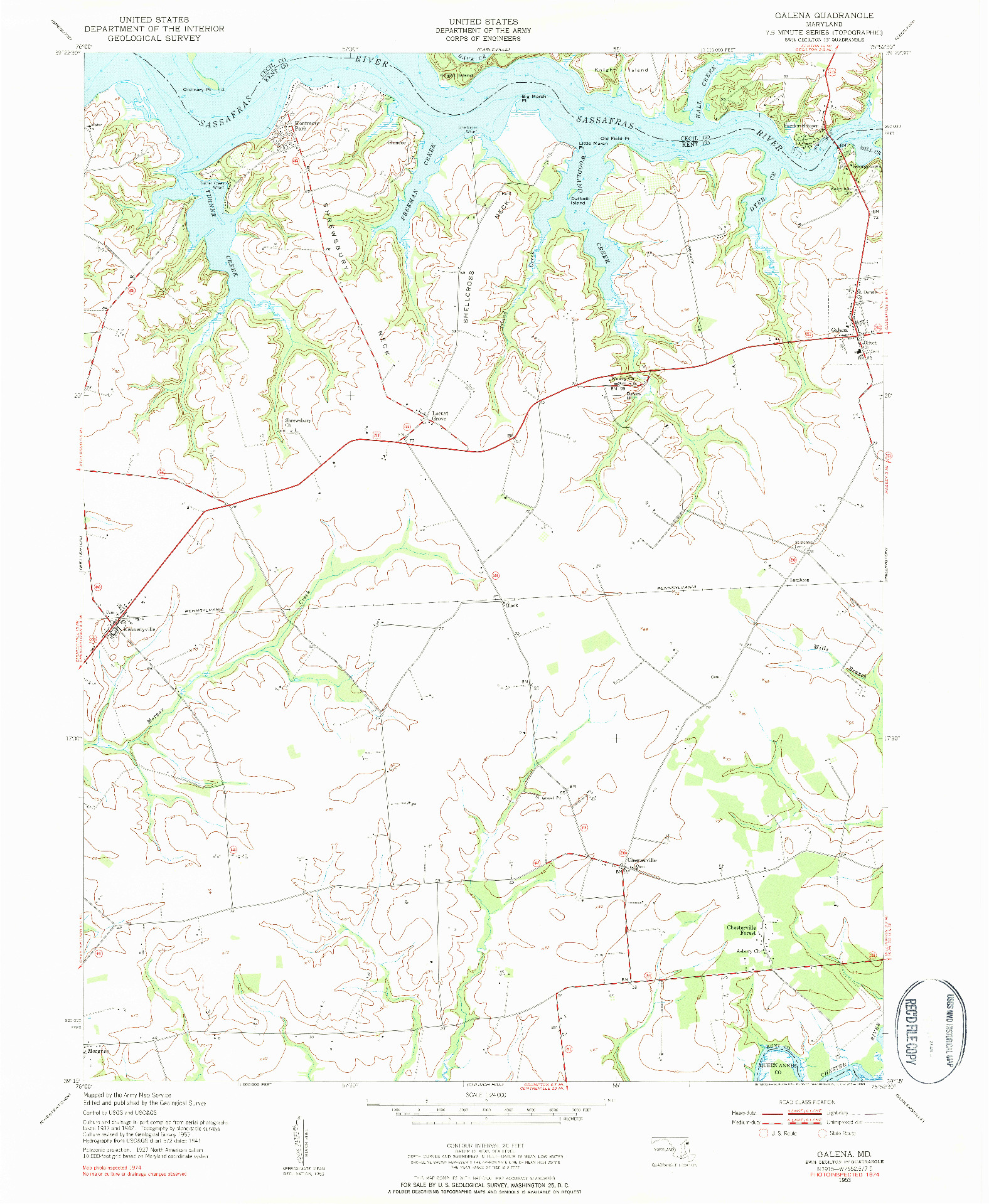 USGS 1:24000-SCALE QUADRANGLE FOR GALENA, MD 1953