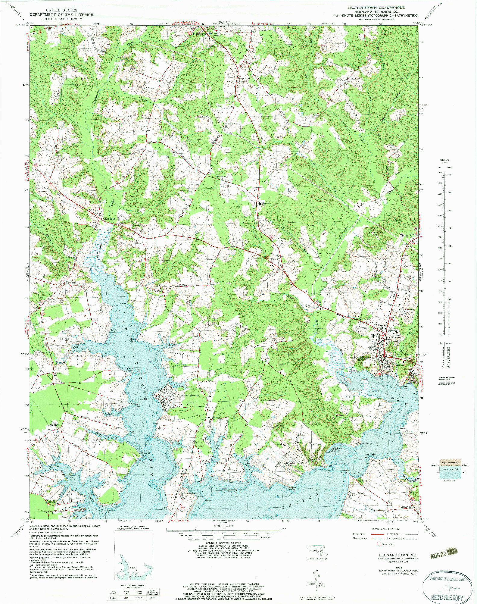USGS 1:24000-SCALE QUADRANGLE FOR LEONARDTOWN, MD 1963