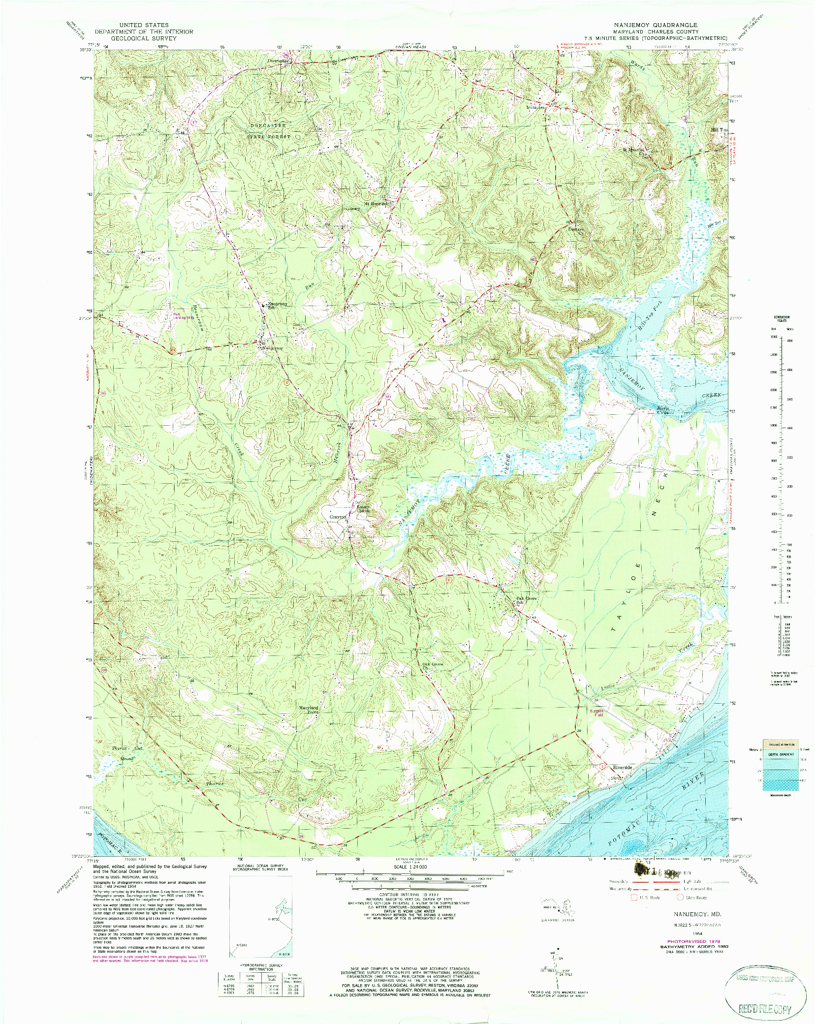 USGS 1:24000-SCALE QUADRANGLE FOR NANJEMOY, MD 1954