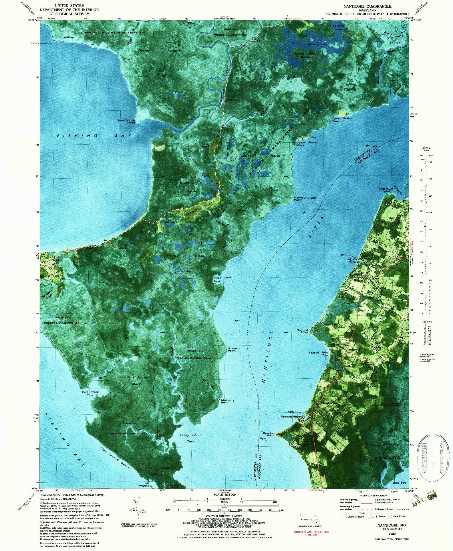 USGS 1:24000-SCALE QUADRANGLE FOR NANTICOKE, MD 1983