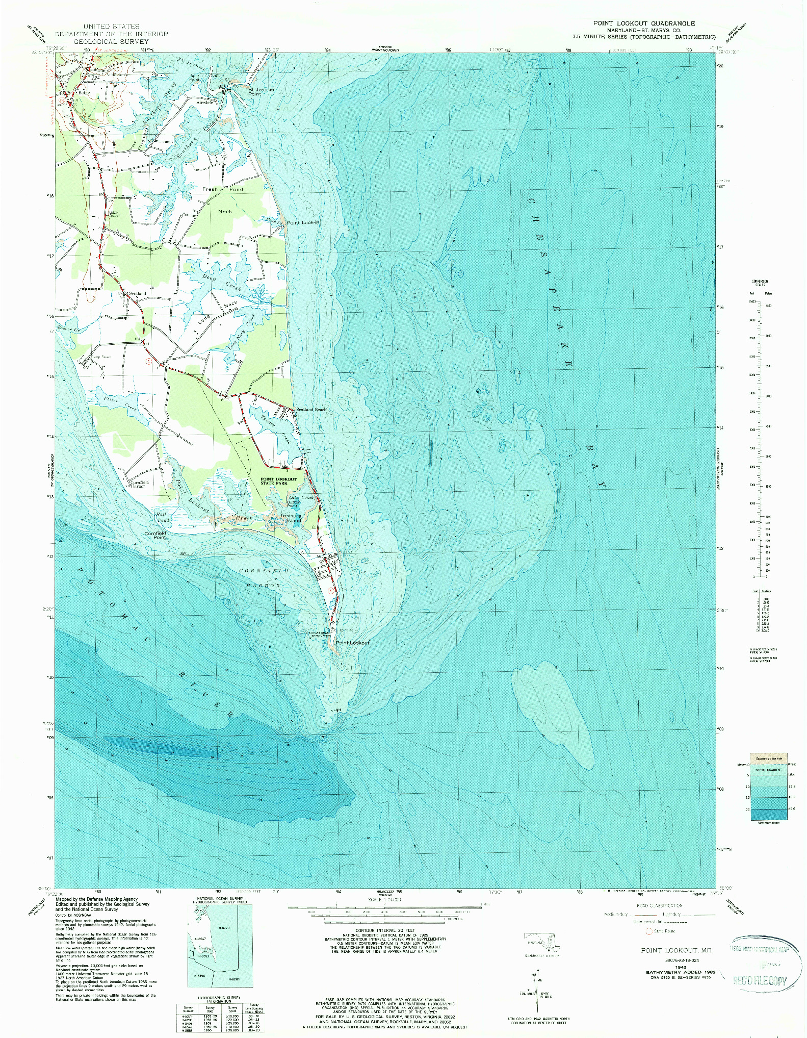 USGS 1:24000-SCALE QUADRANGLE FOR POINT LOOKOUT, MD 1942