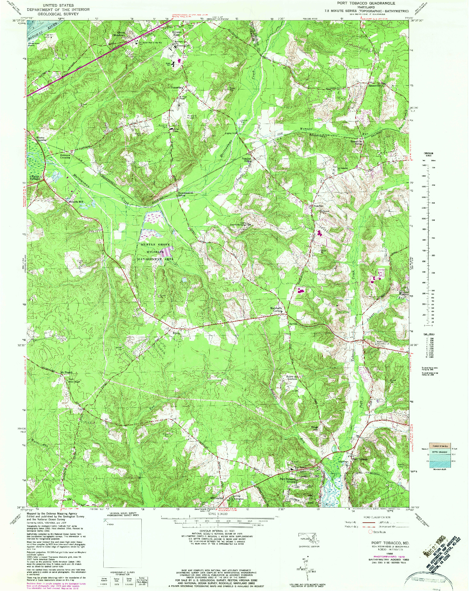 USGS 1:24000-SCALE QUADRANGLE FOR PORT TOBACCO, MD 1966