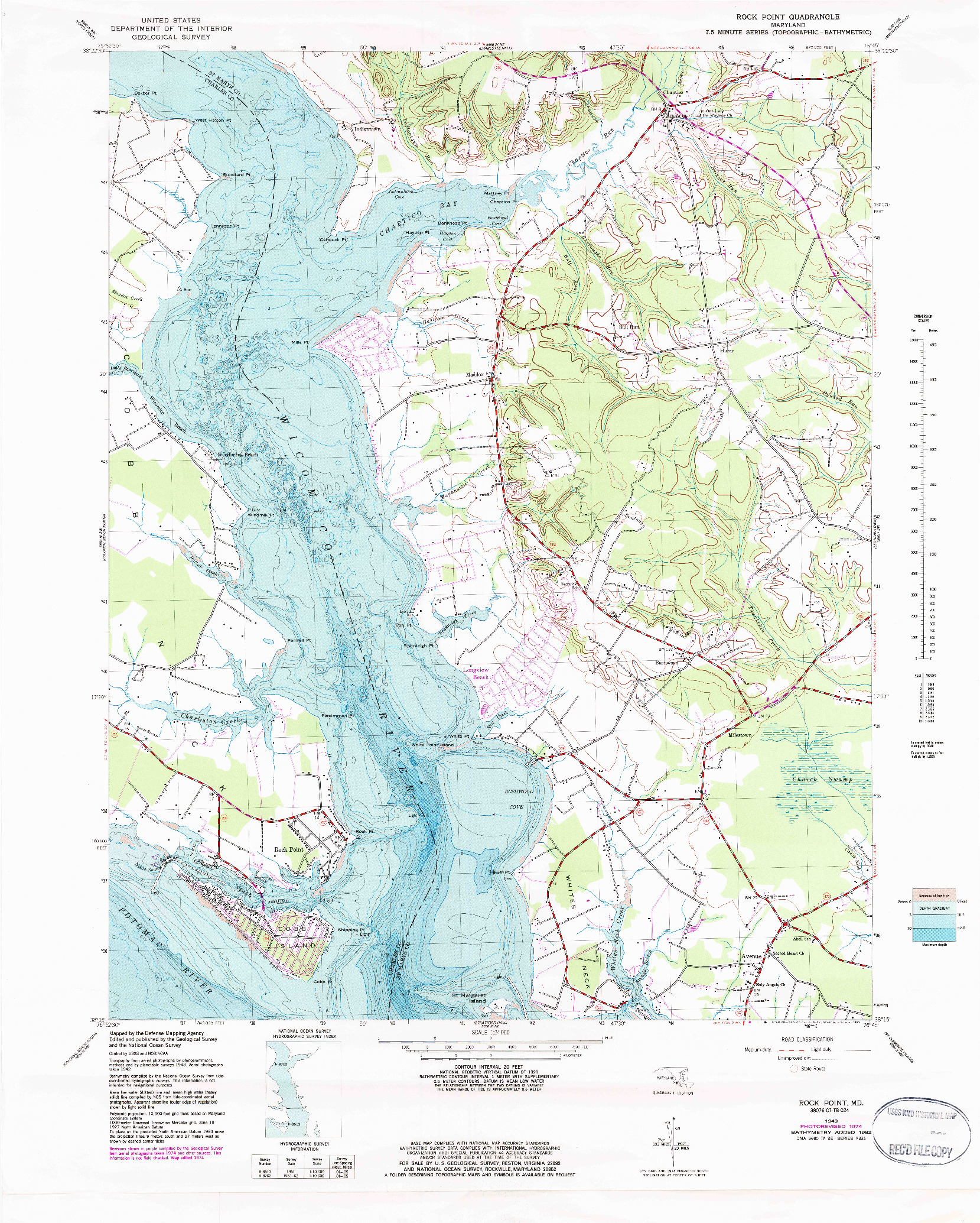 USGS 1:24000-SCALE QUADRANGLE FOR ROCK POINT, MD 1943