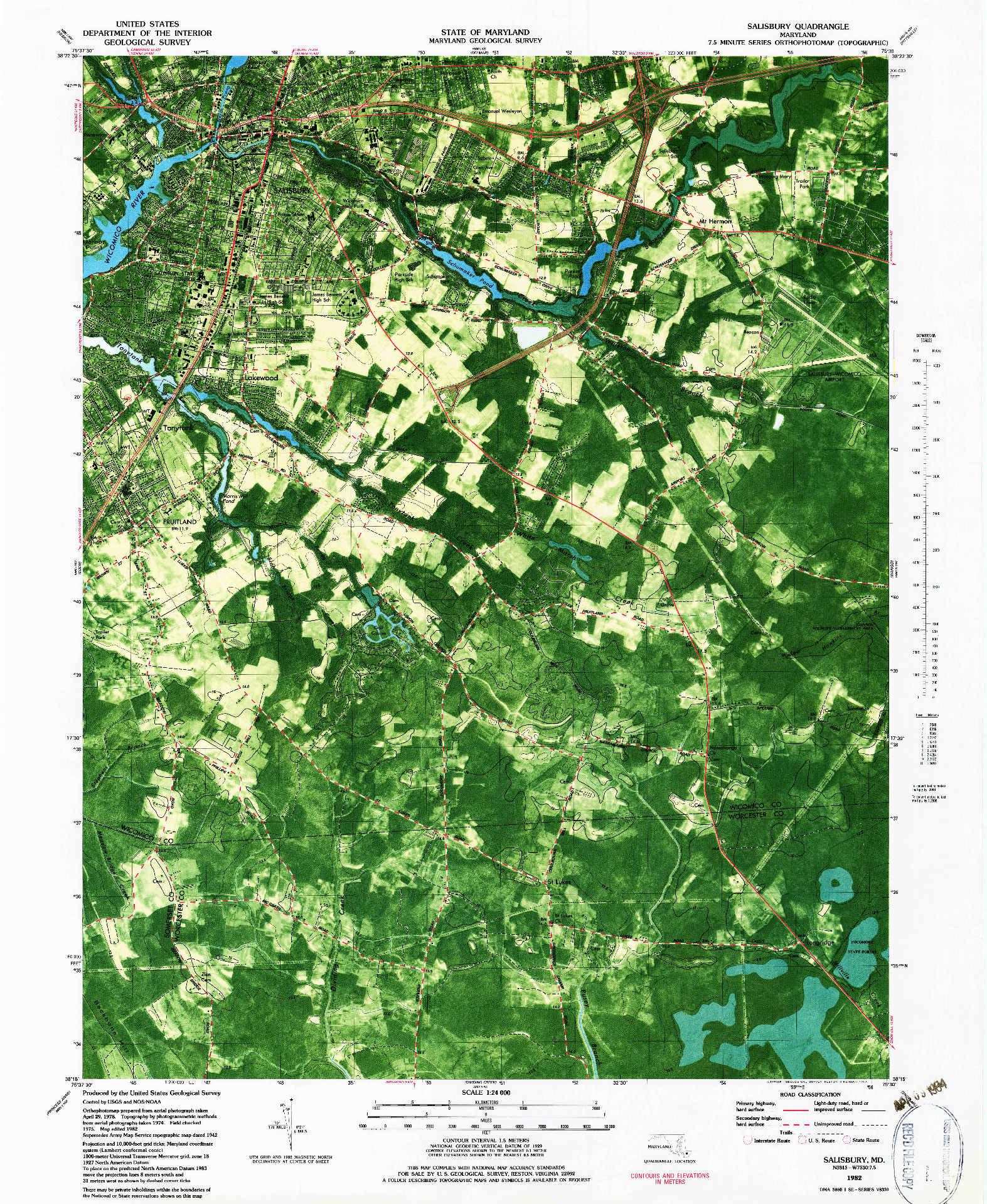 USGS 1:24000-SCALE QUADRANGLE FOR SALISBURY, MD 1982