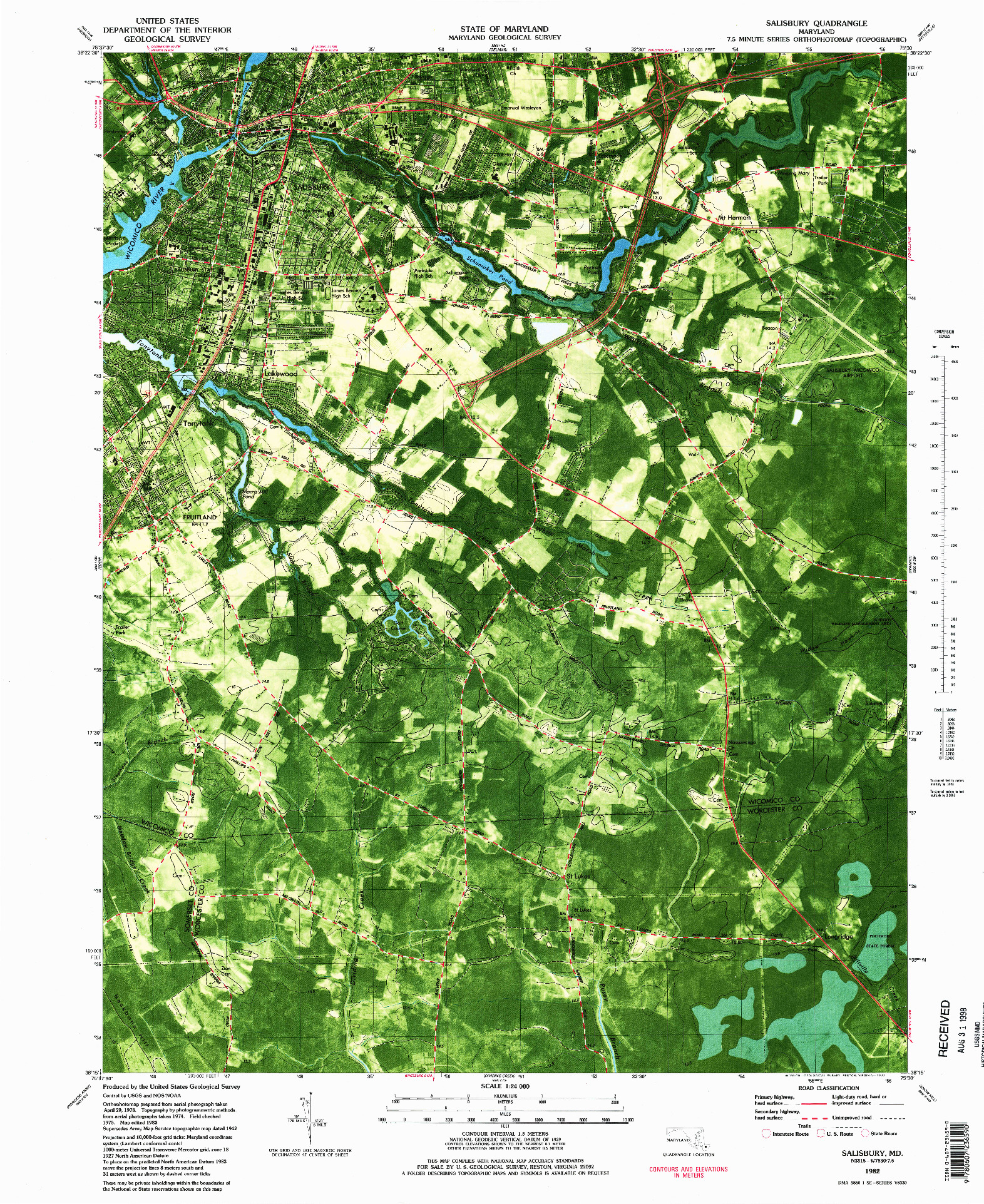 USGS 1:24000-SCALE QUADRANGLE FOR SALISBURY, MD 1982