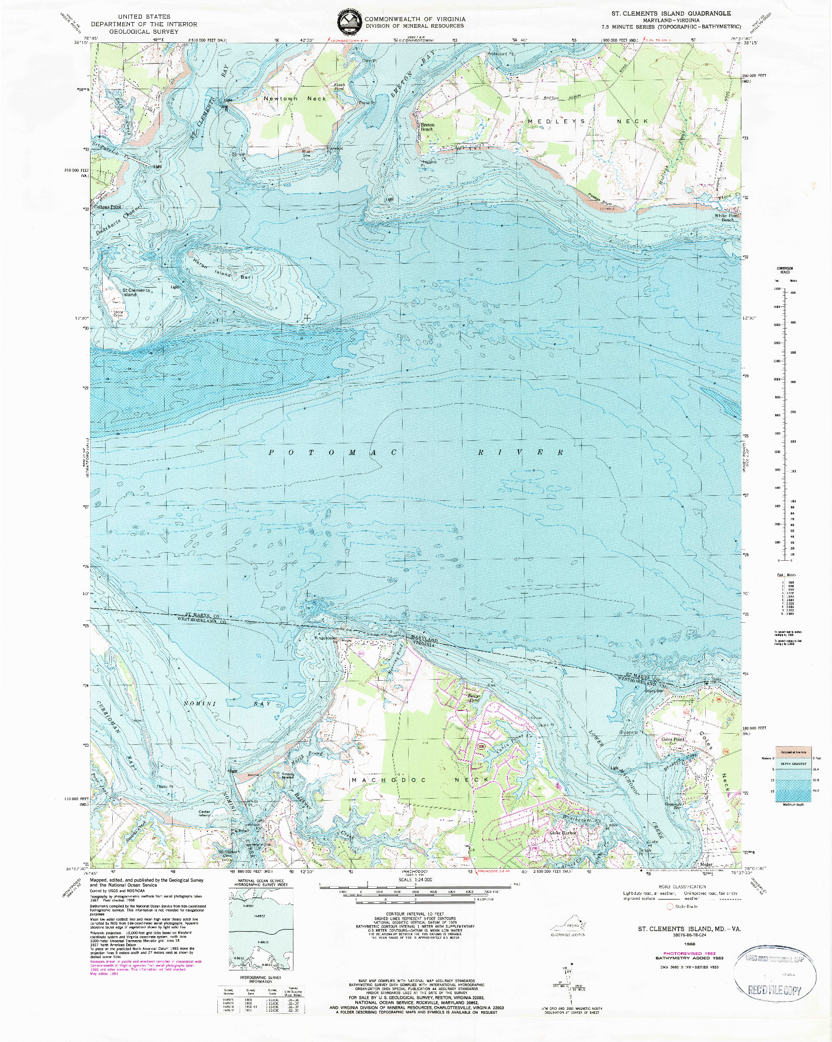 USGS 1:24000-SCALE QUADRANGLE FOR ST. CLEMENTS ISLAND, MD 1968