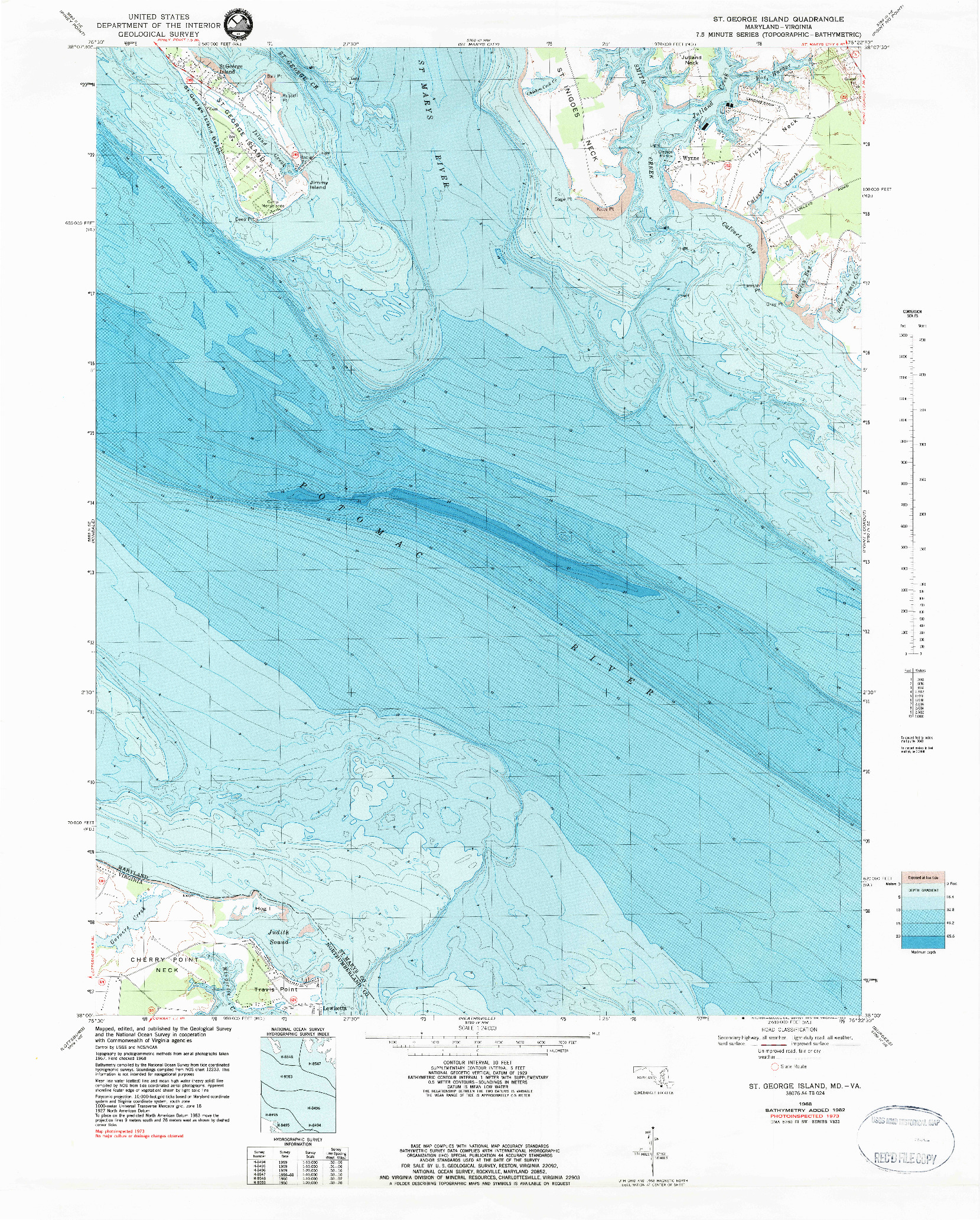 USGS 1:24000-SCALE QUADRANGLE FOR ST. GEORGE ISLAND, MD 1968