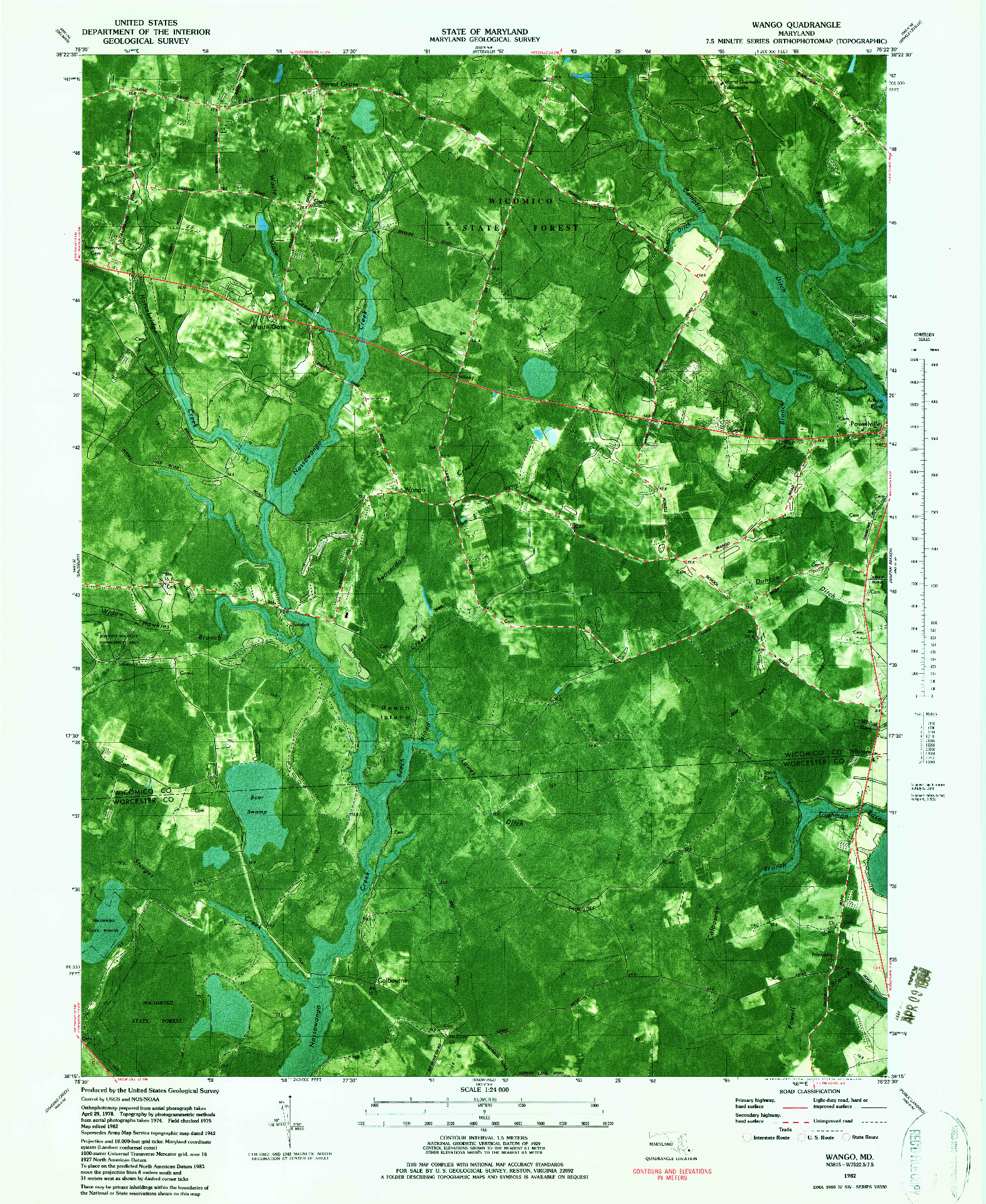 USGS 1:24000-SCALE QUADRANGLE FOR WANGO, MD 1982