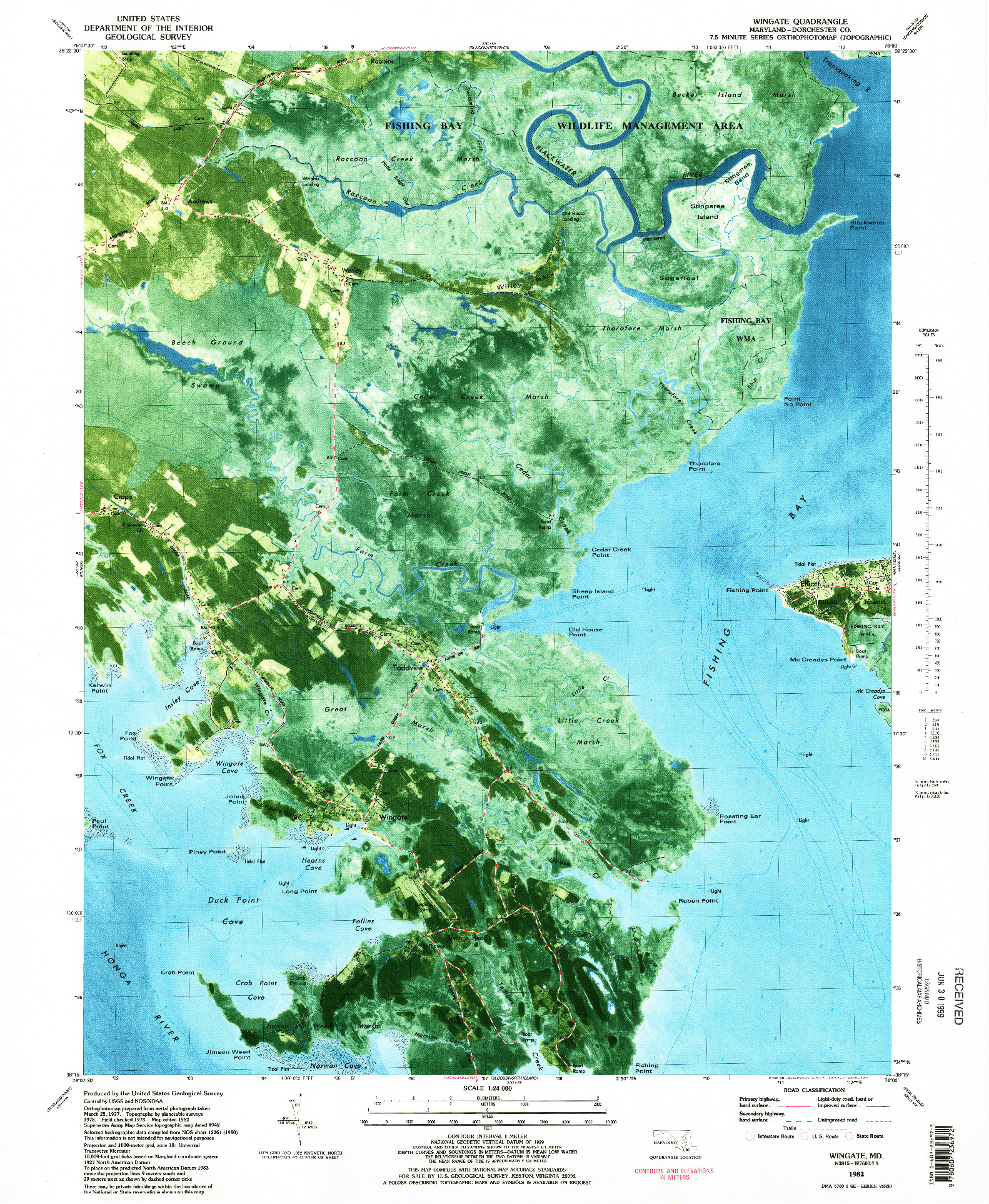 USGS 1:24000-SCALE QUADRANGLE FOR WINGATE, MD 1982