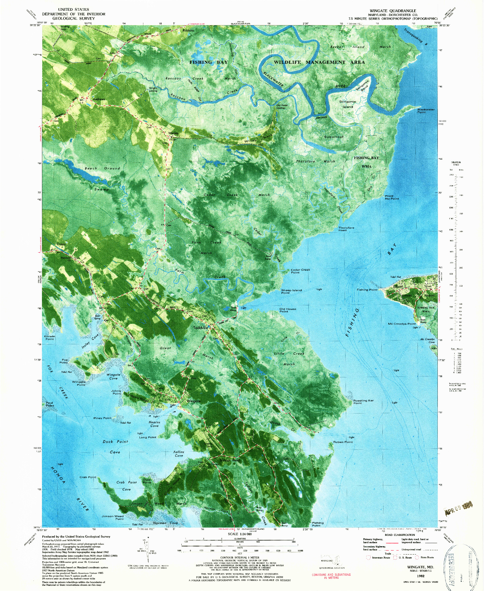 USGS 1:24000-SCALE QUADRANGLE FOR WINGATE, MD 1982