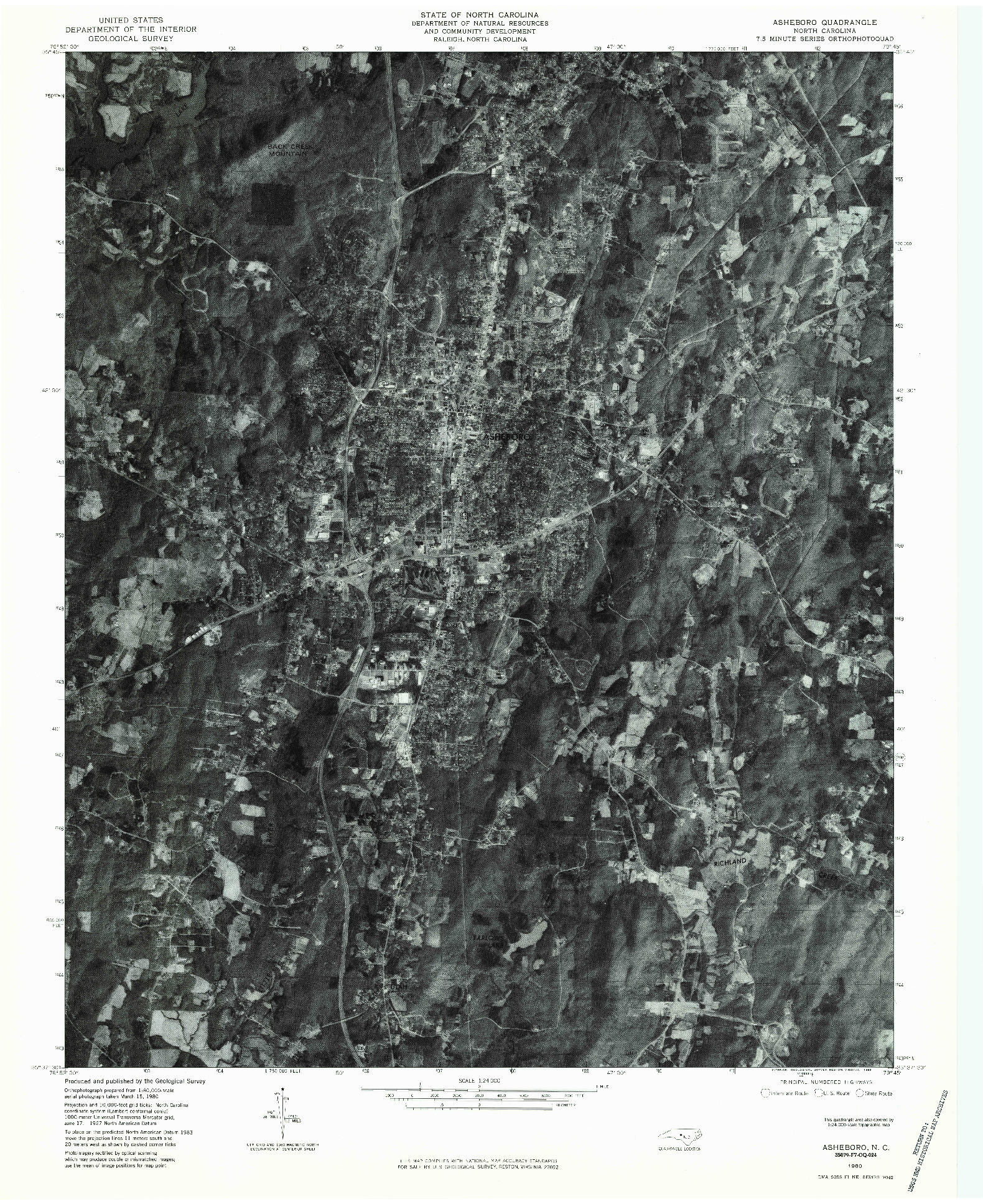 USGS 1:24000-SCALE QUADRANGLE FOR ASHEBORO, NC 1980