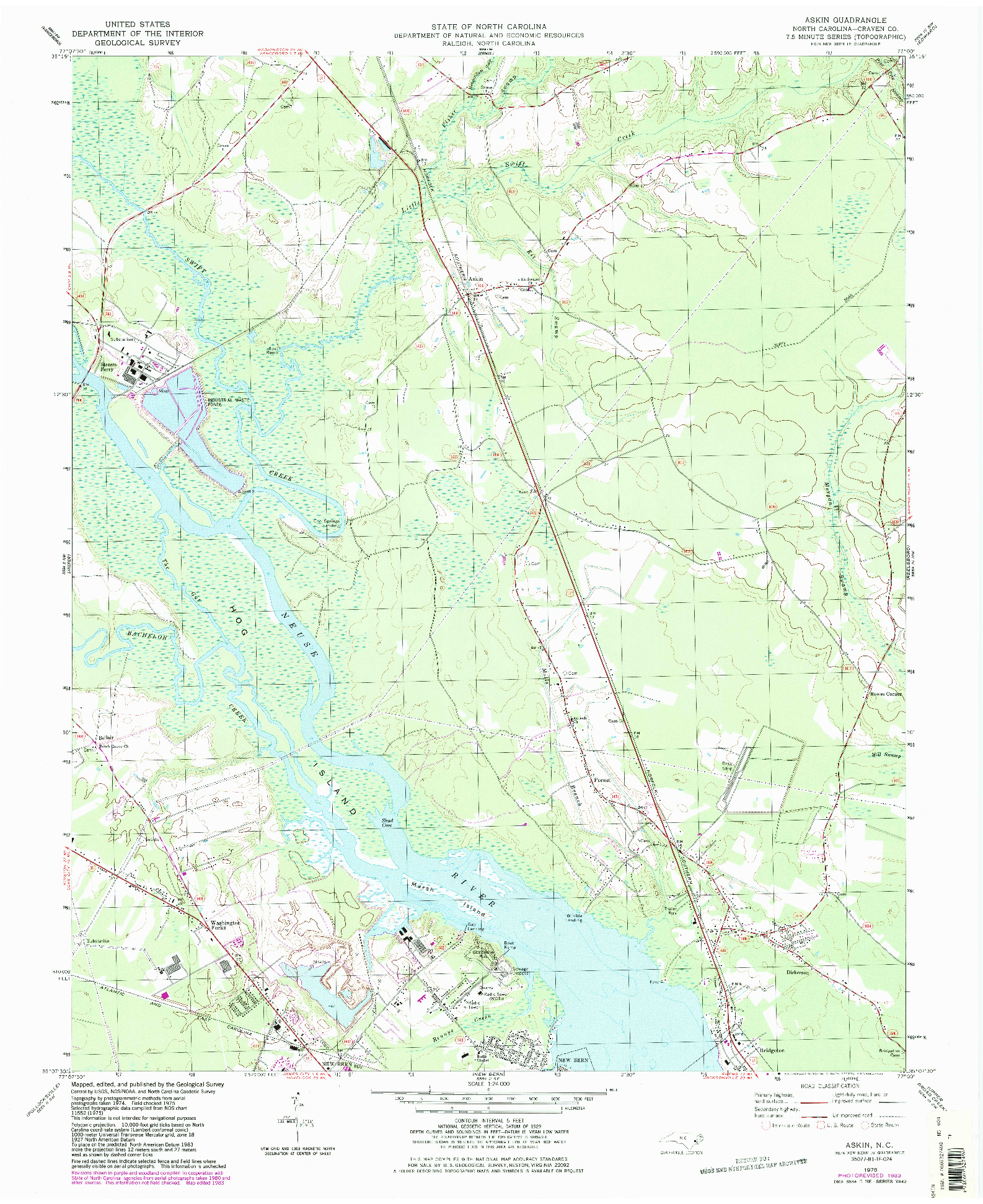 USGS 1:24000-SCALE QUADRANGLE FOR ASKIN, NC 1978