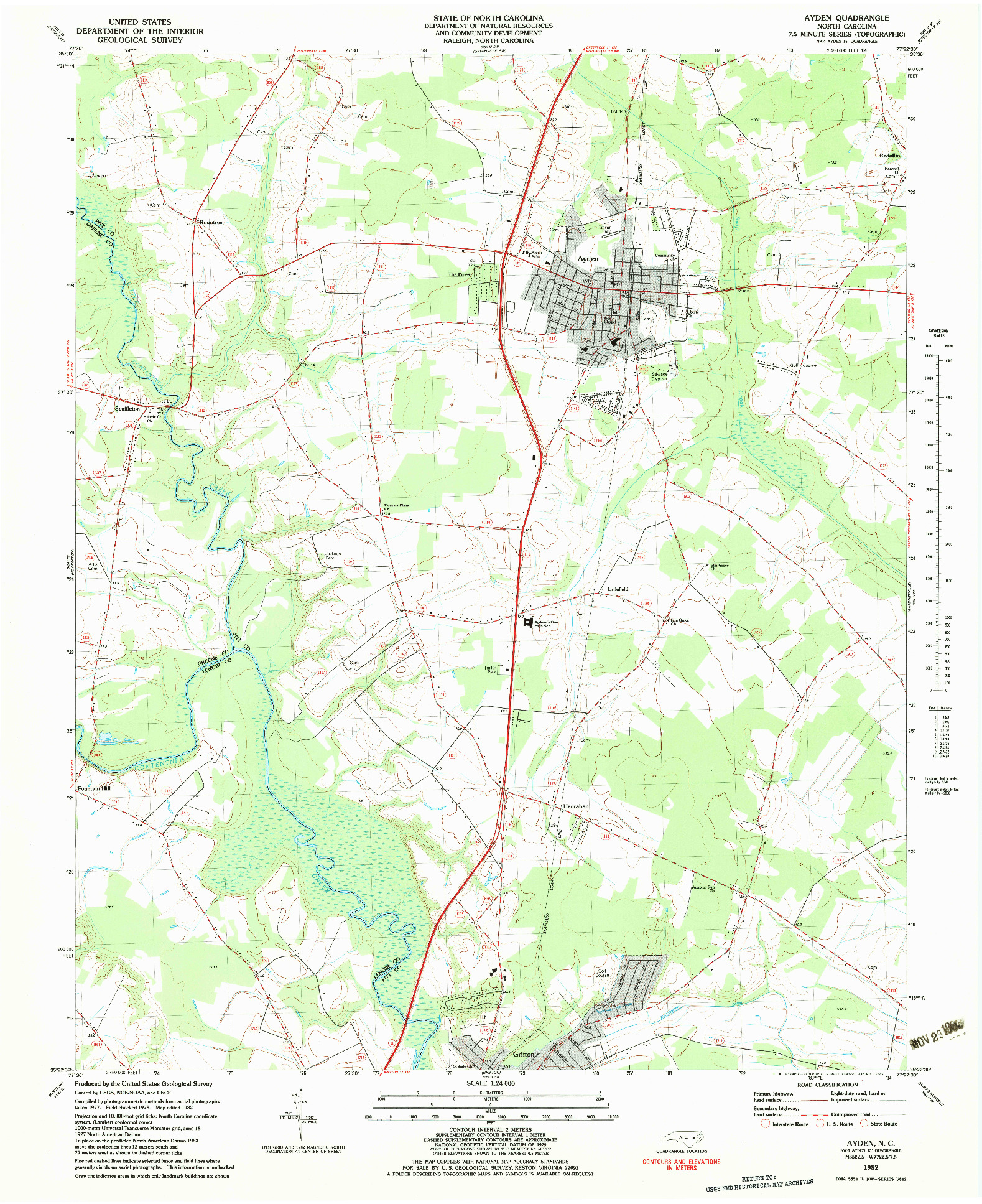 USGS 1:24000-SCALE QUADRANGLE FOR AYDEN, NC 1982