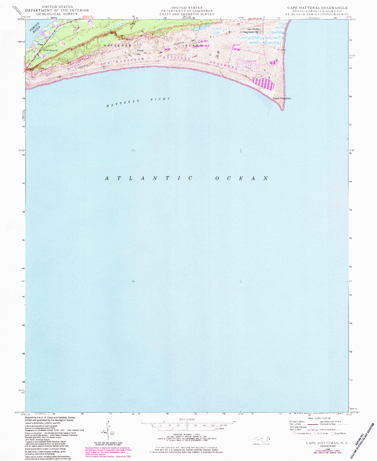 USGS 1:24000-SCALE QUADRANGLE FOR CAPE HATTERAS, NC 1948