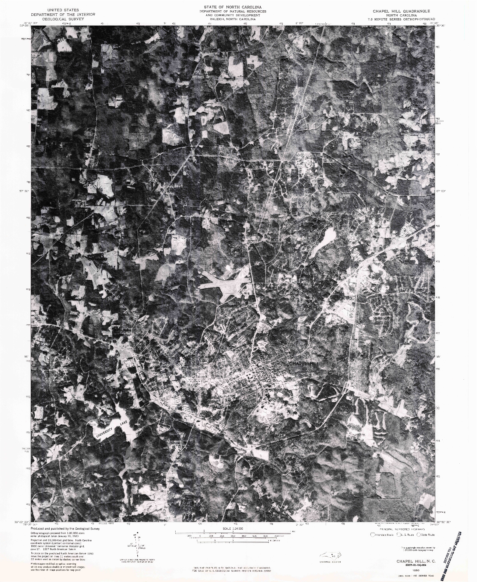 USGS 1:24000-SCALE QUADRANGLE FOR CHAPEL HILL, NC 1980