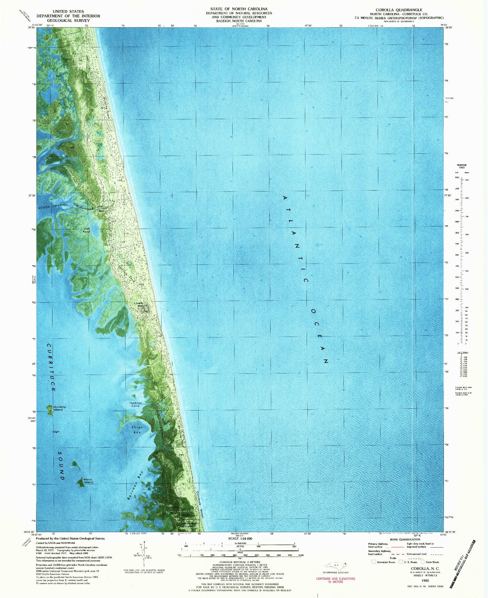 USGS 1:24000-SCALE QUADRANGLE FOR COROLLA, NC 1982