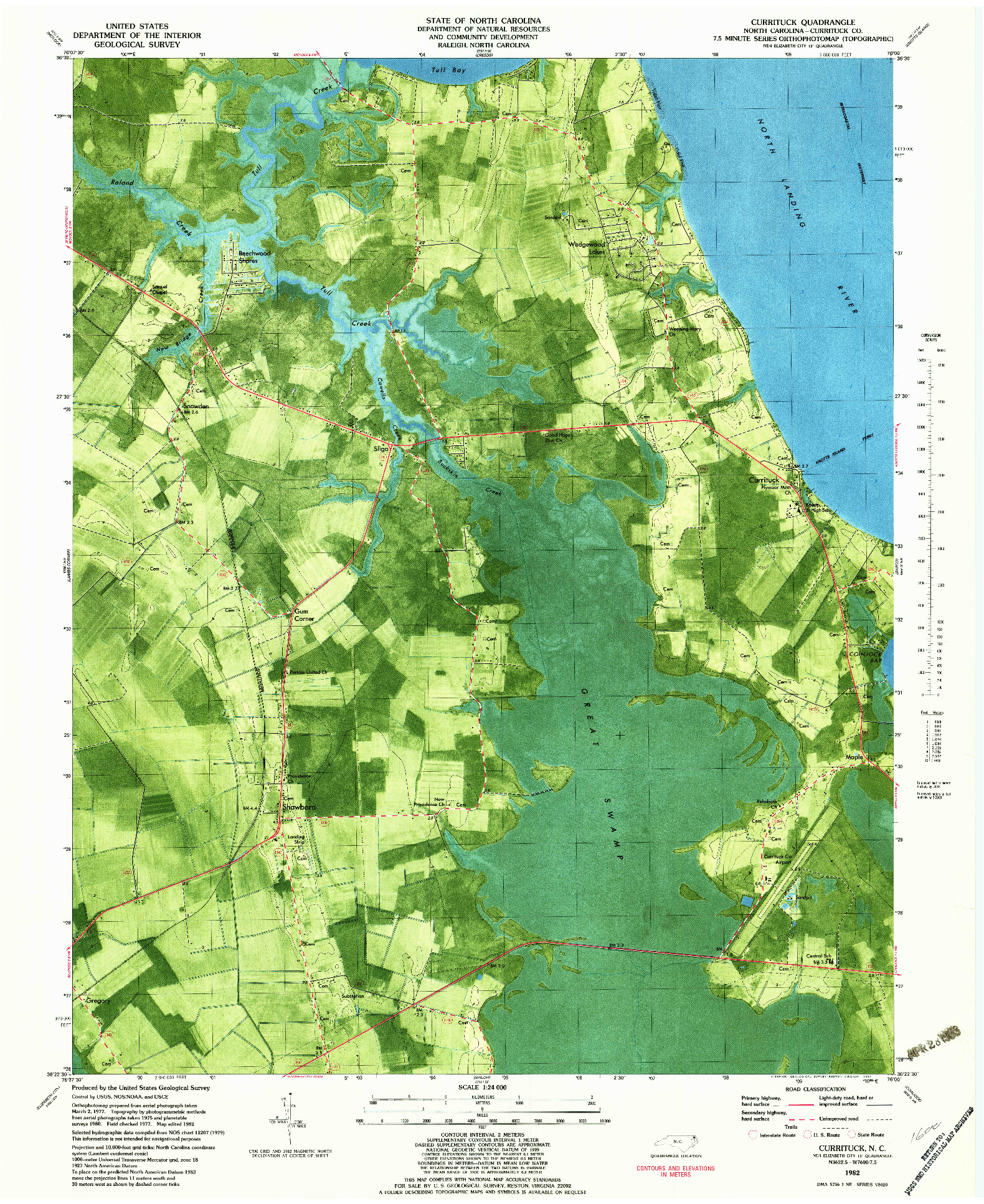 USGS 1:24000-SCALE QUADRANGLE FOR CURRITUCK, NC 1982