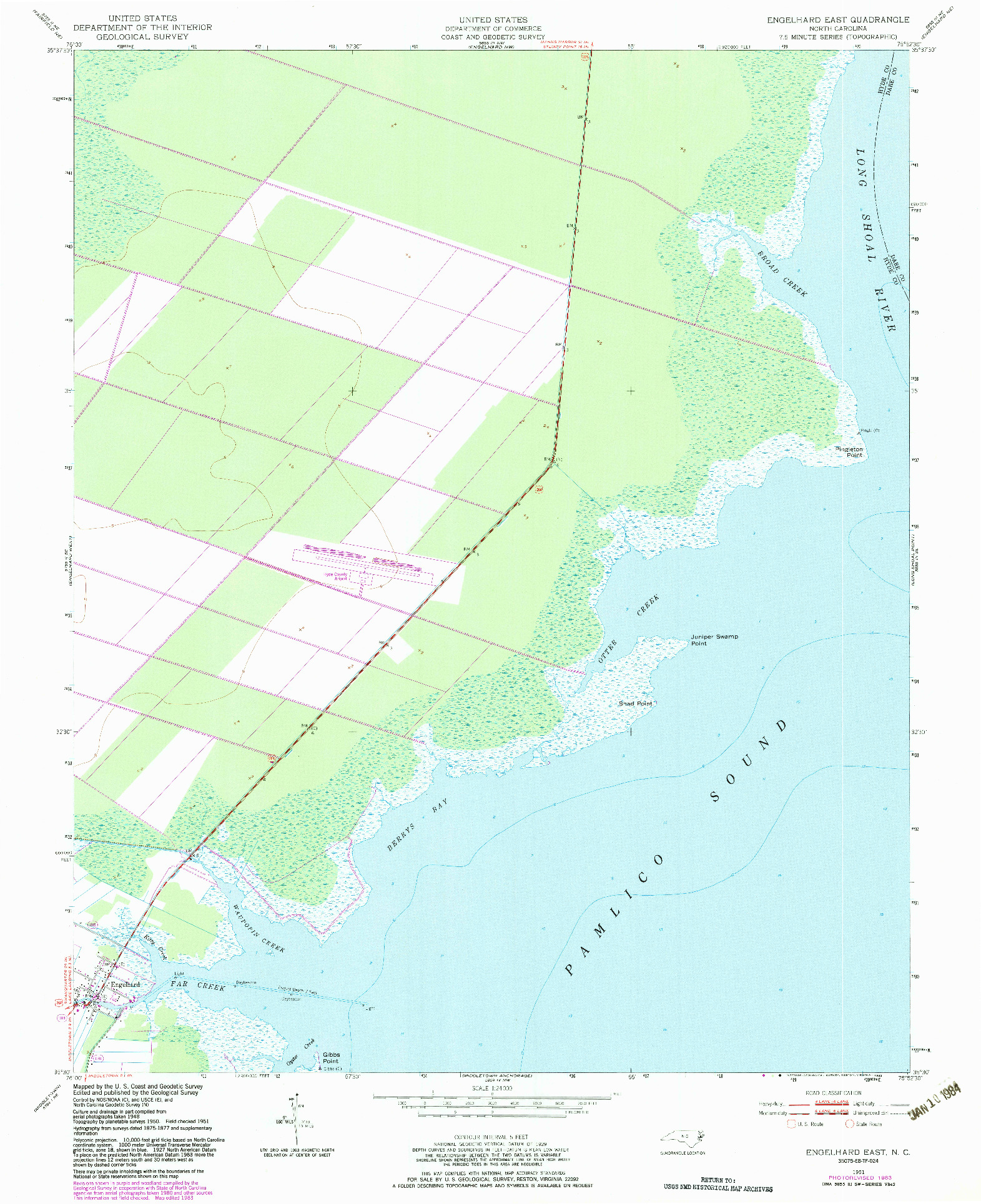 USGS 1:24000-SCALE QUADRANGLE FOR ENGELHARD EAST, NC 1951