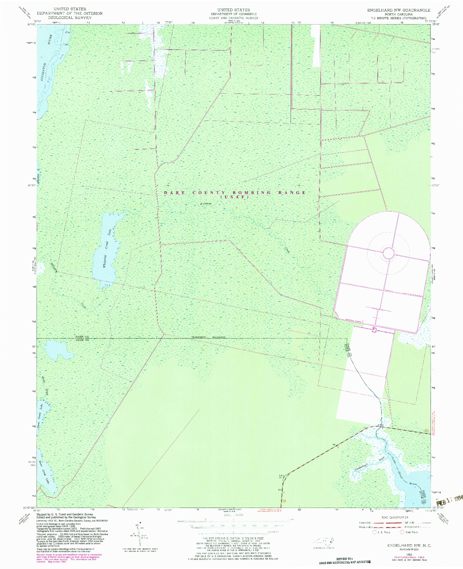 USGS 1:24000-SCALE QUADRANGLE FOR ENGELHARD NW, NC 1953