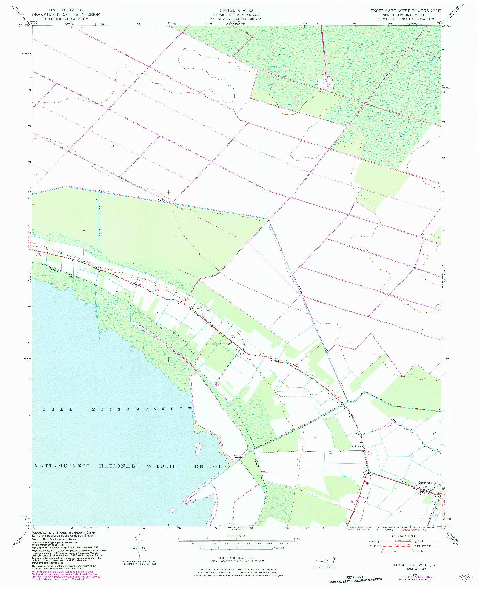 USGS 1:24000-SCALE QUADRANGLE FOR ENGELHARD WEST, NC 1951