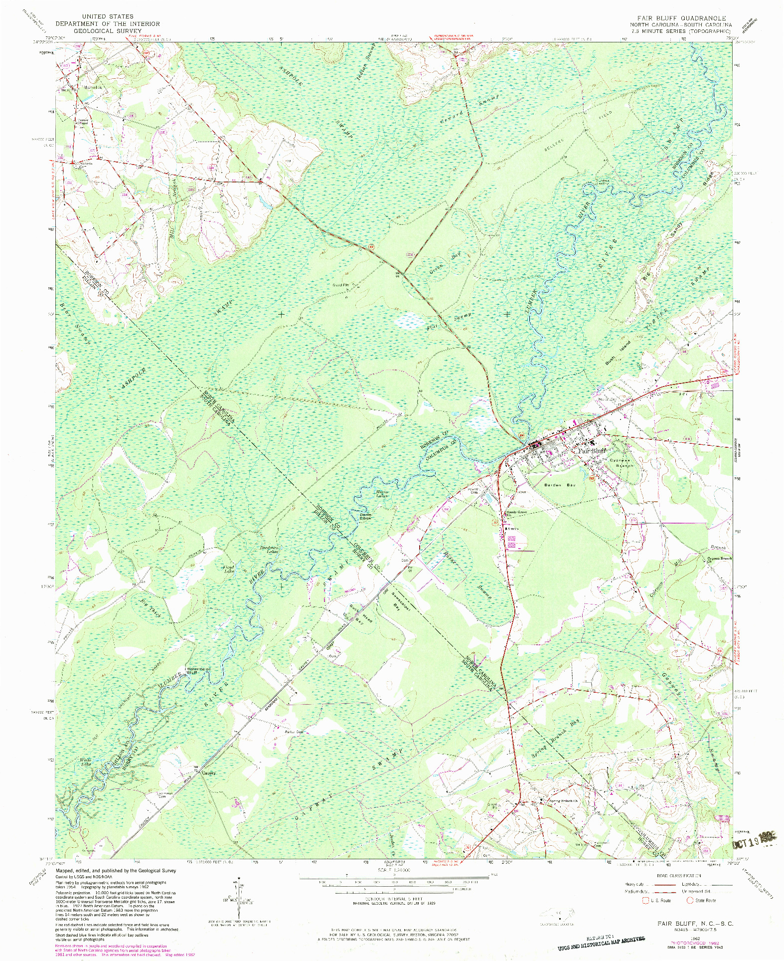USGS 1:24000-SCALE QUADRANGLE FOR FAIR BLUFF, NC 1962