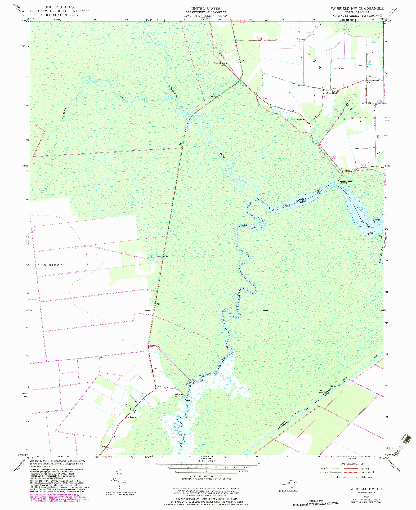 USGS 1:24000-SCALE QUADRANGLE FOR FAIRFIELD NW, NC 1953