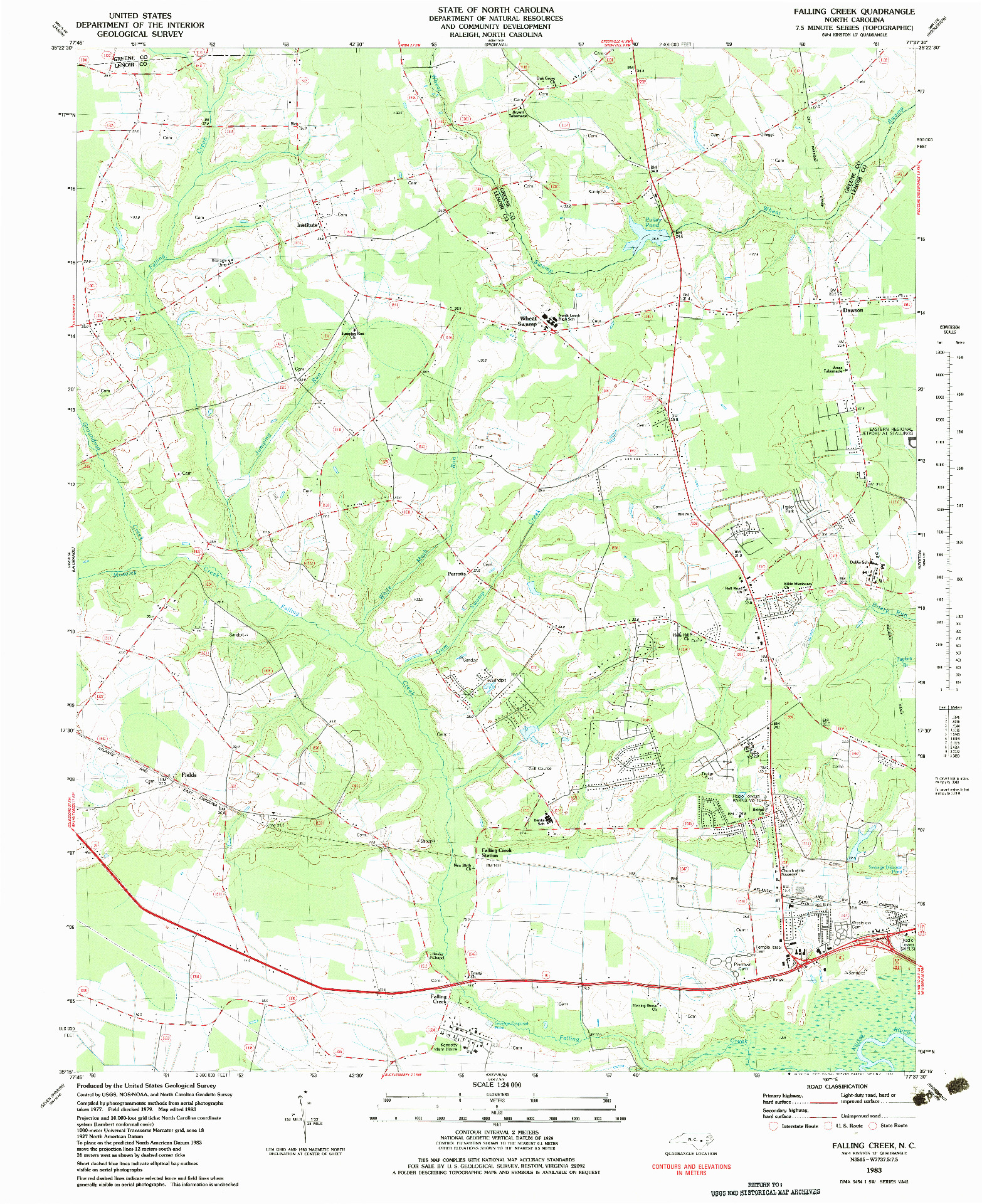 USGS 1:24000-SCALE QUADRANGLE FOR FALLING CREEK, NC 1983