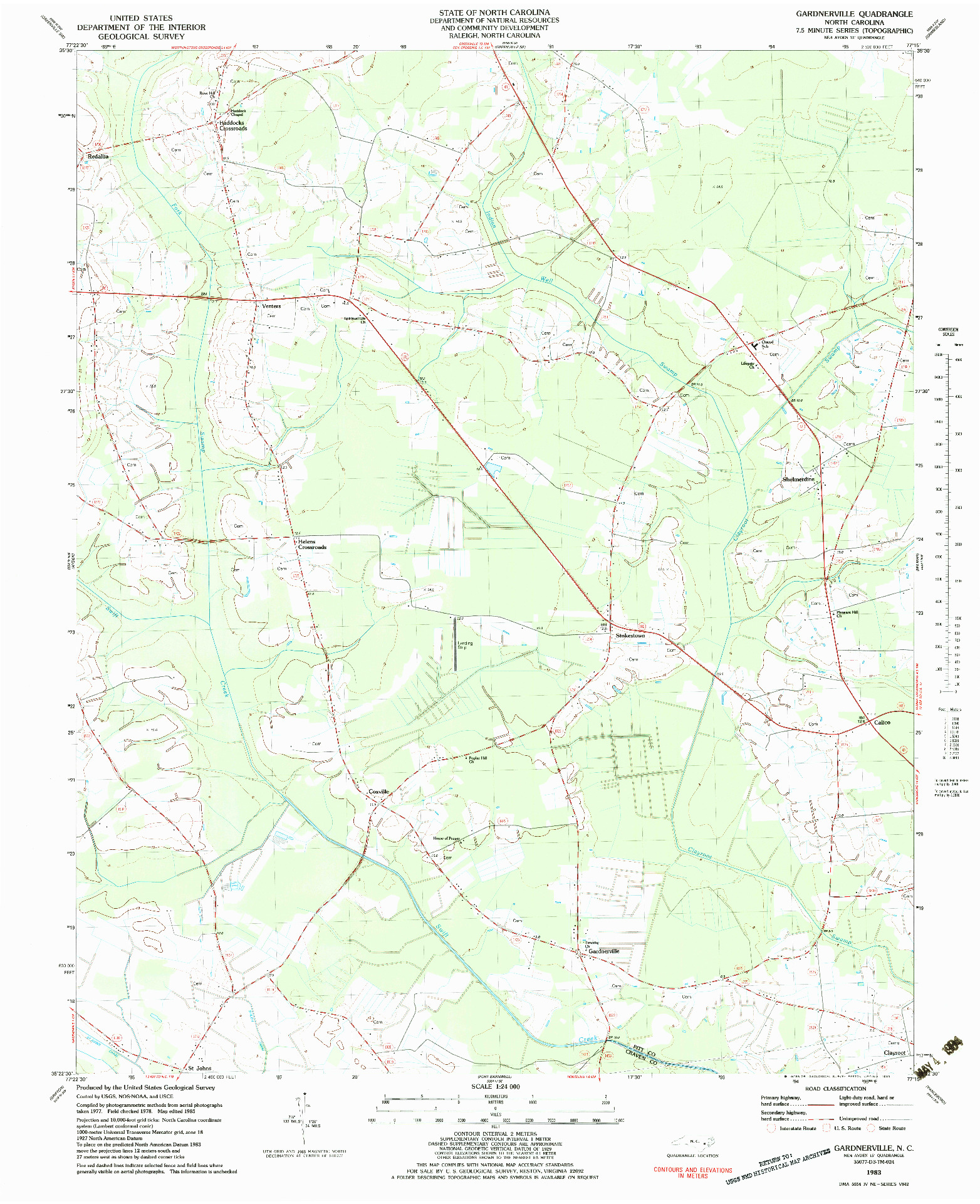 USGS 1:24000-SCALE QUADRANGLE FOR GARDNERVILLE, NC 1983