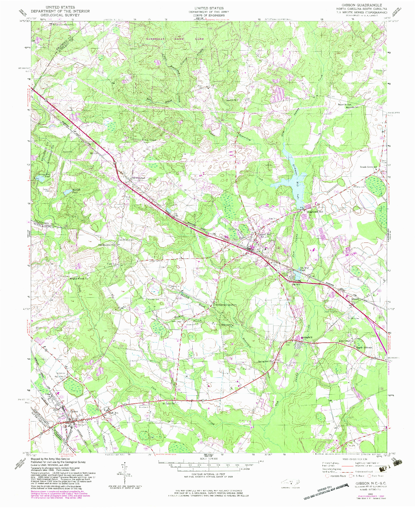 USGS 1:24000-SCALE QUADRANGLE FOR GIBSON, NC 1949