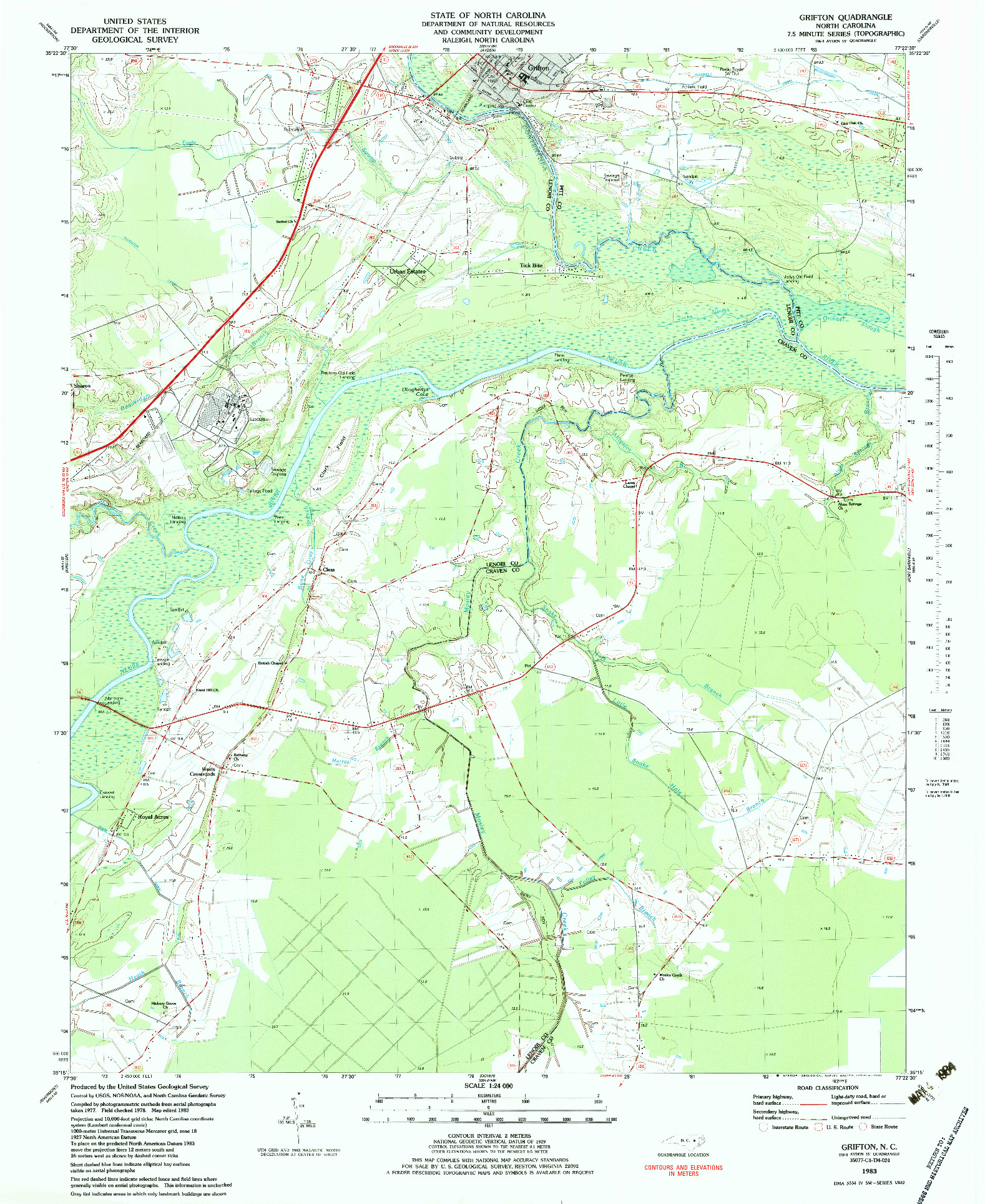 USGS 1:24000-SCALE QUADRANGLE FOR GRIFTON, NC 1983