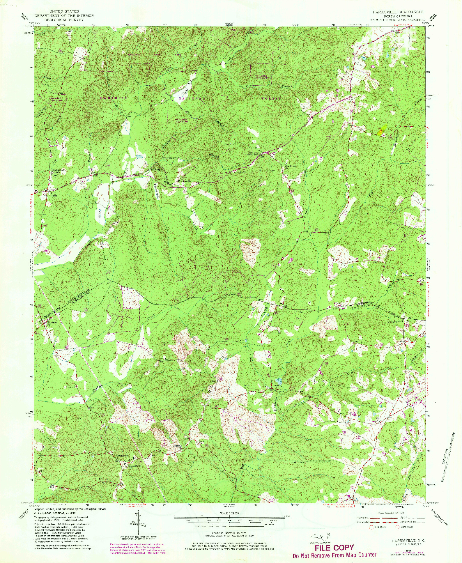 USGS 1:24000-SCALE QUADRANGLE FOR HARRISVILLE, NC 1956