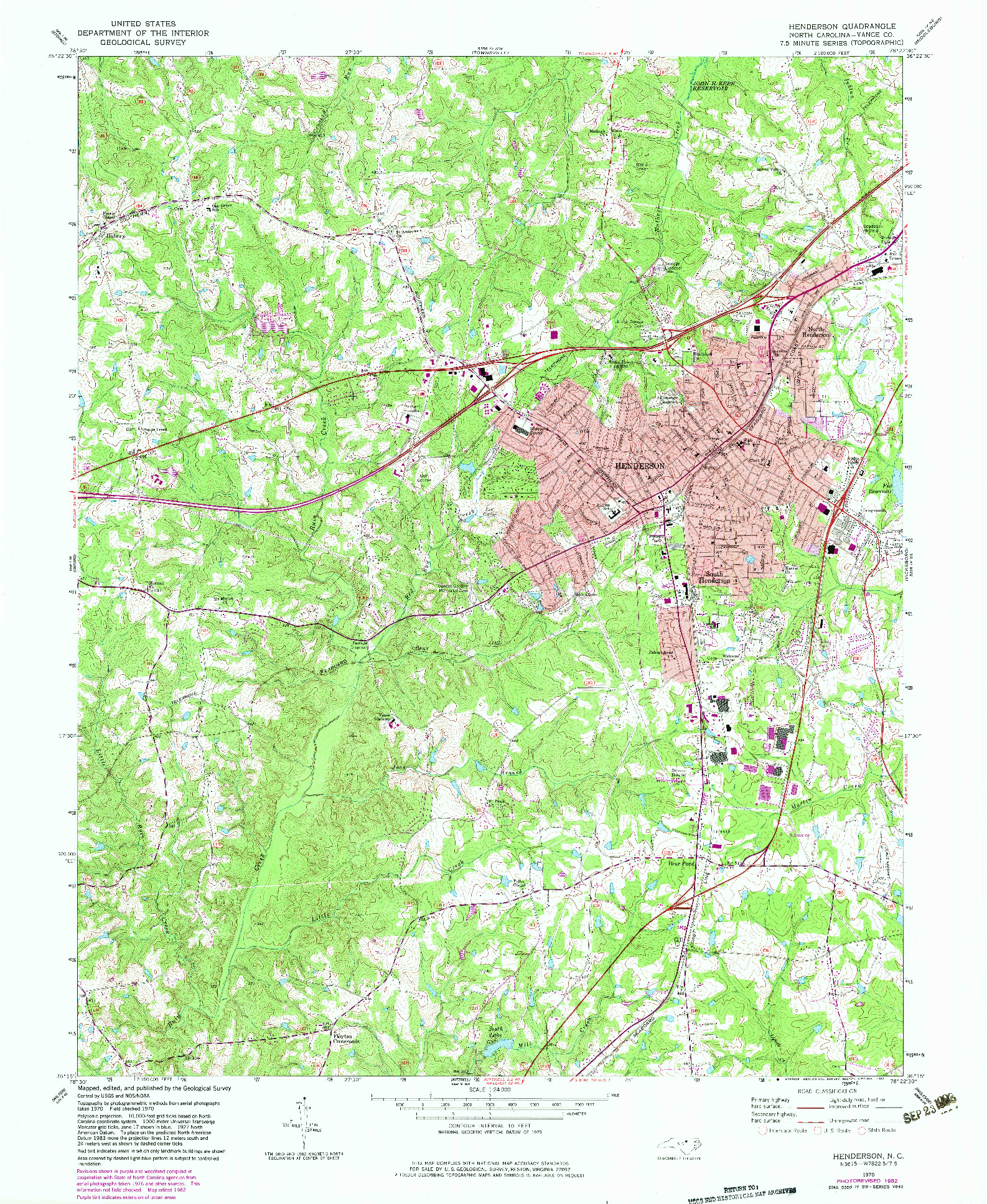 USGS 1:24000-SCALE QUADRANGLE FOR HENDERSON, NC 1970