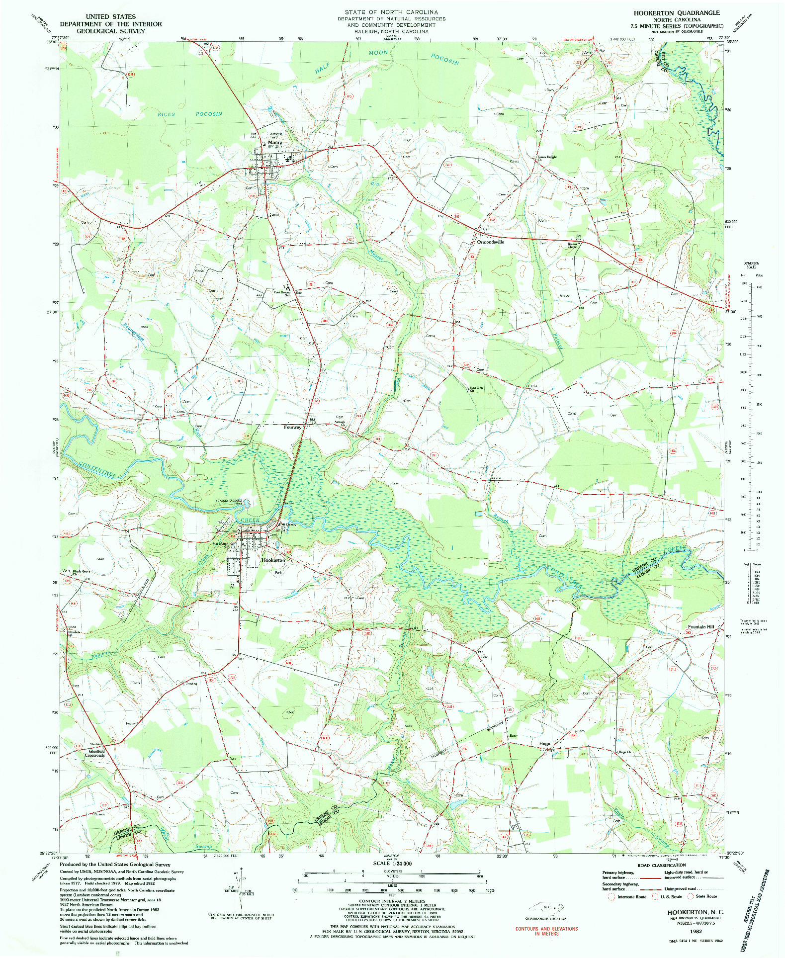 USGS 1:24000-SCALE QUADRANGLE FOR HOOKERTON, NC 1982