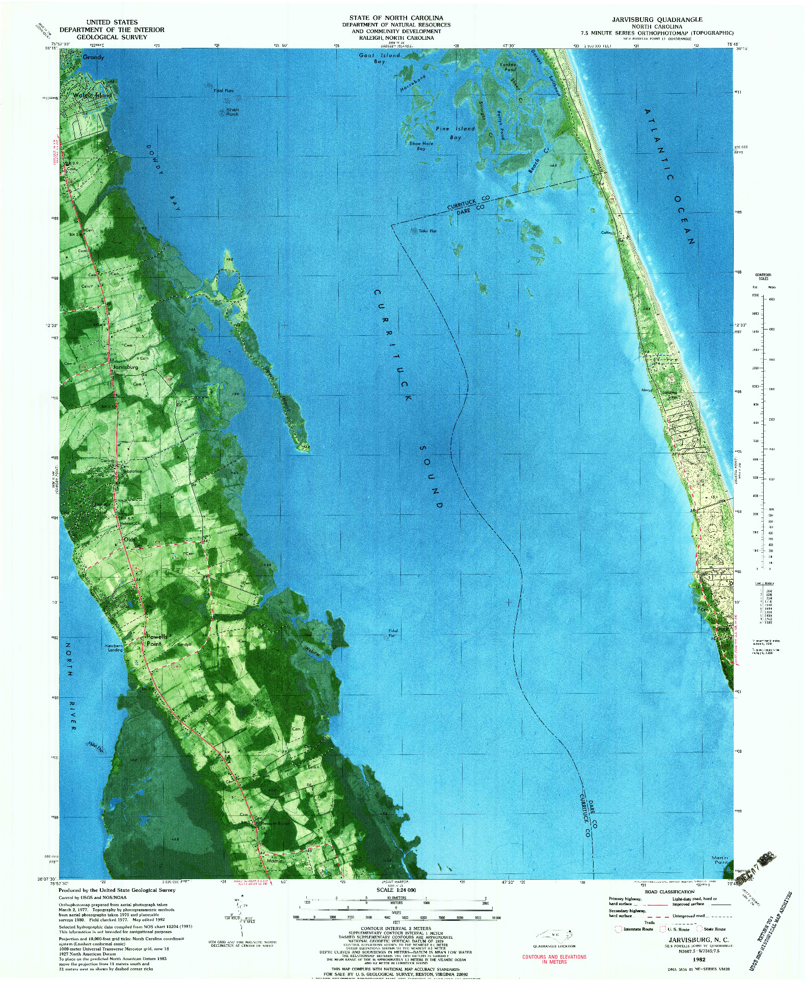 USGS 1:24000-SCALE QUADRANGLE FOR JARVISBURG, NC 1982