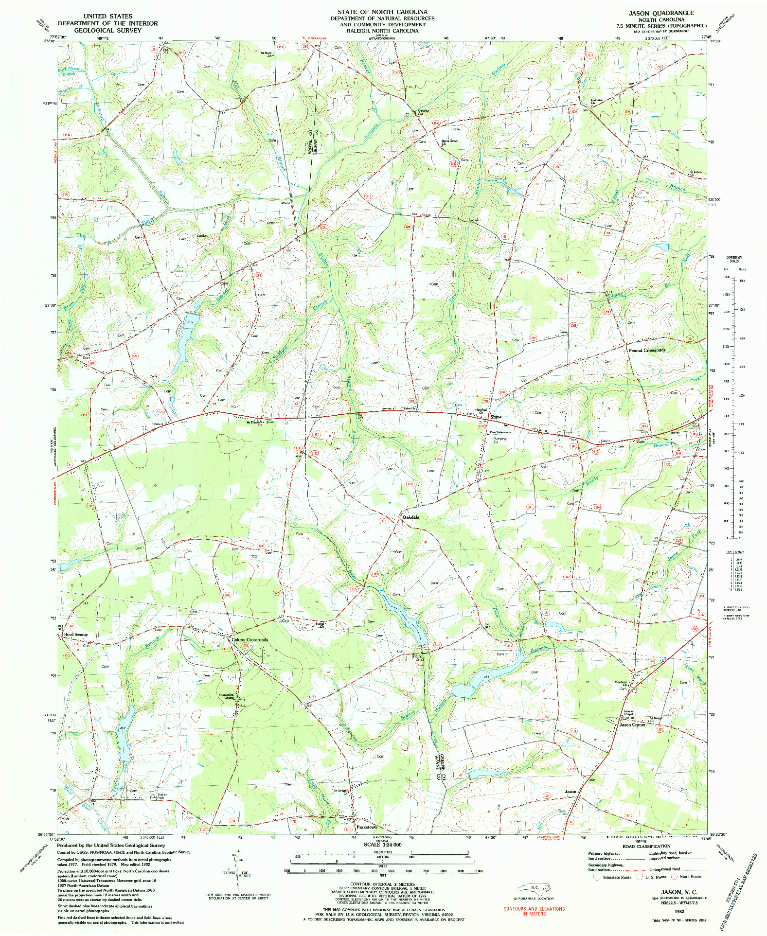 USGS 1:24000-SCALE QUADRANGLE FOR JASON, NC 1982