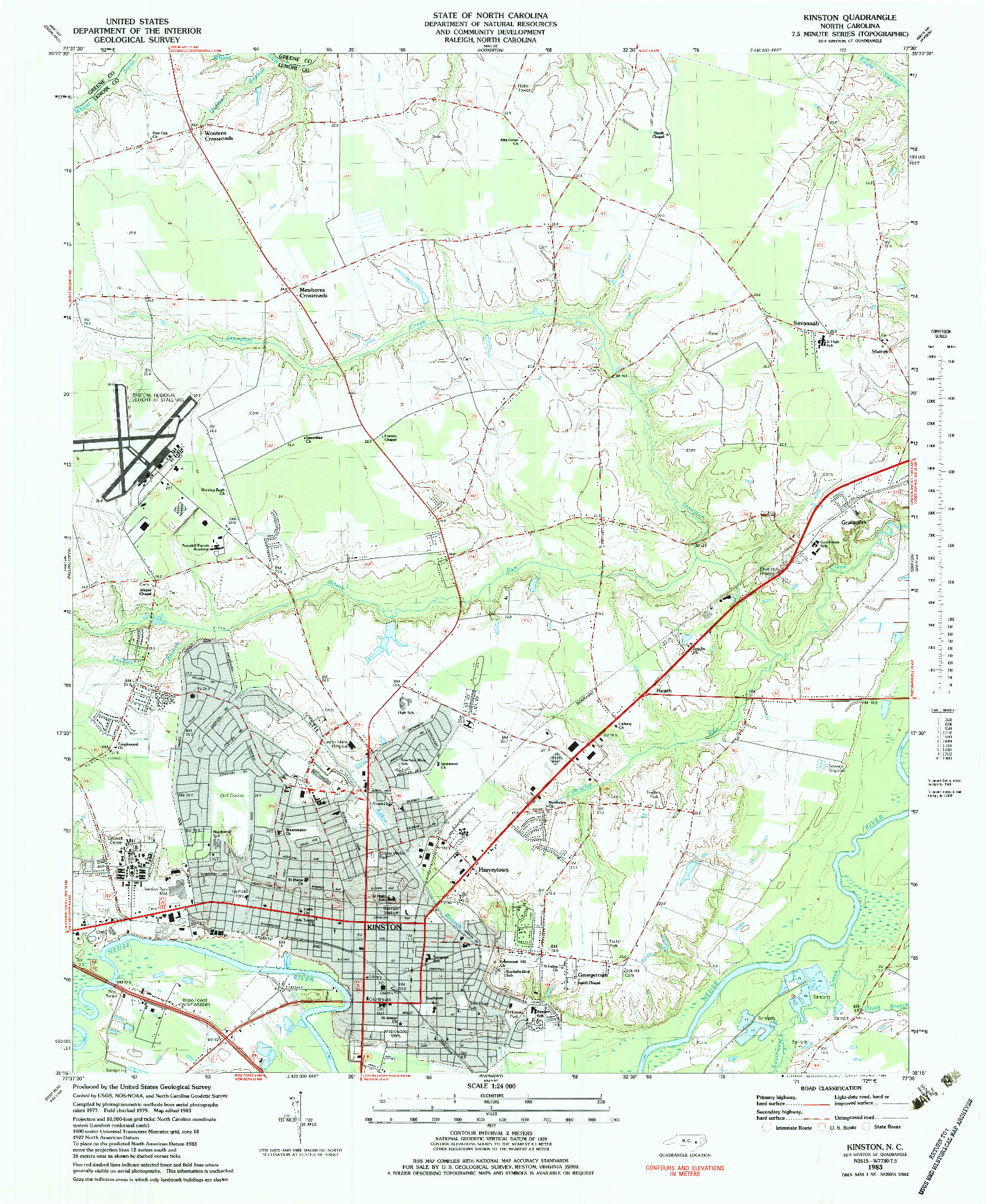 USGS 1:24000-SCALE QUADRANGLE FOR KINSTON, NC 1983